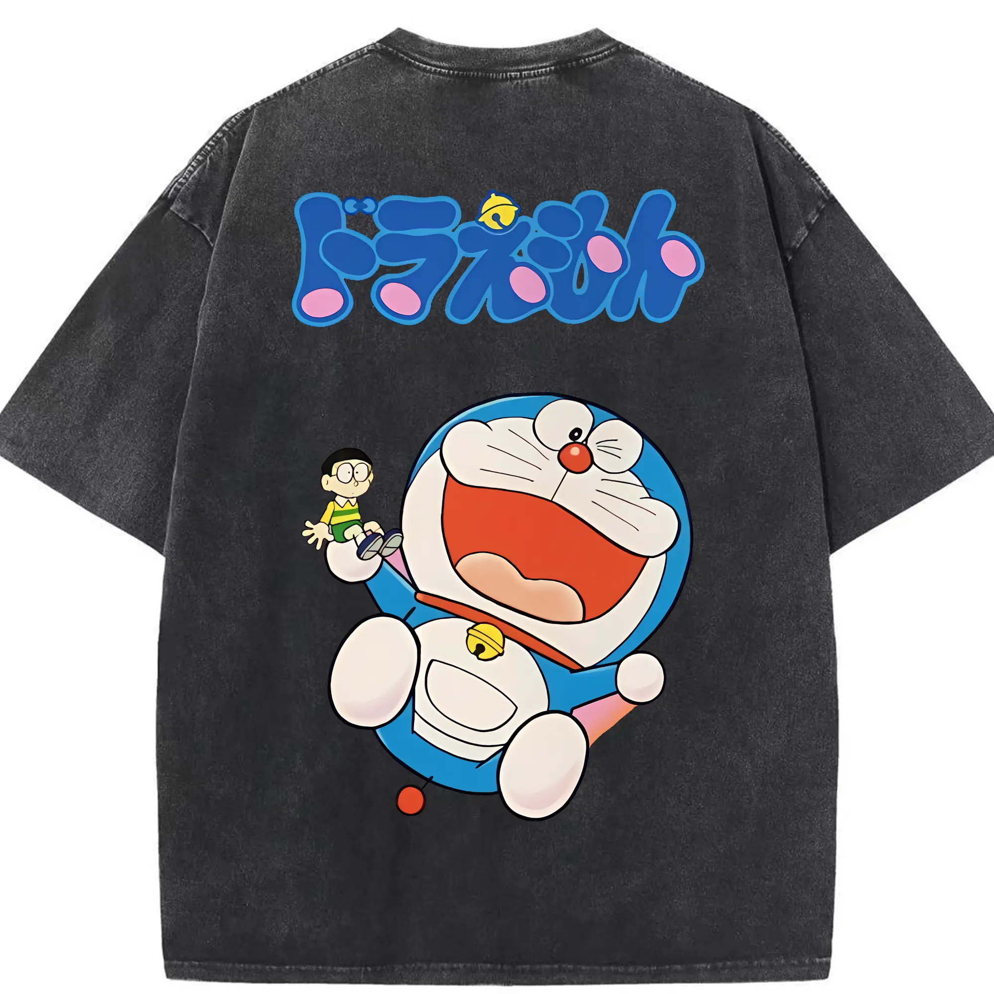 ドラえもん グッズドラえもん - 綿100％ ヴィンテージ風 半袖Tシャツ ・ 背面プリント ・ 柔らか肌触り ・ 通気性 快適 ・ スポーツ カジュアル 外出用