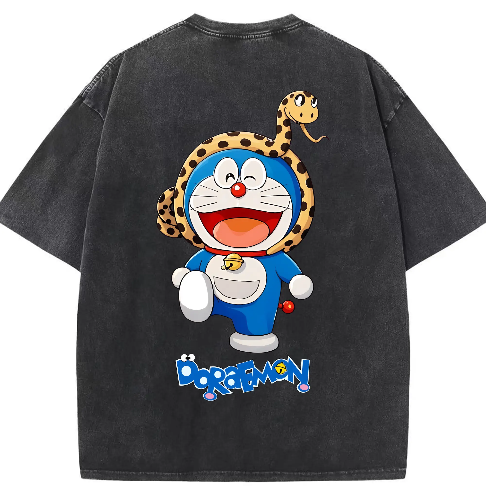 ドラえもん グッズドラえもん - 綿100％ ヴィンテージ風 半袖Tシャツ ・ 背面プリント ・ 柔らか肌触り ・ 通気性 快適 ・ スポーツ カジュアル 外出用