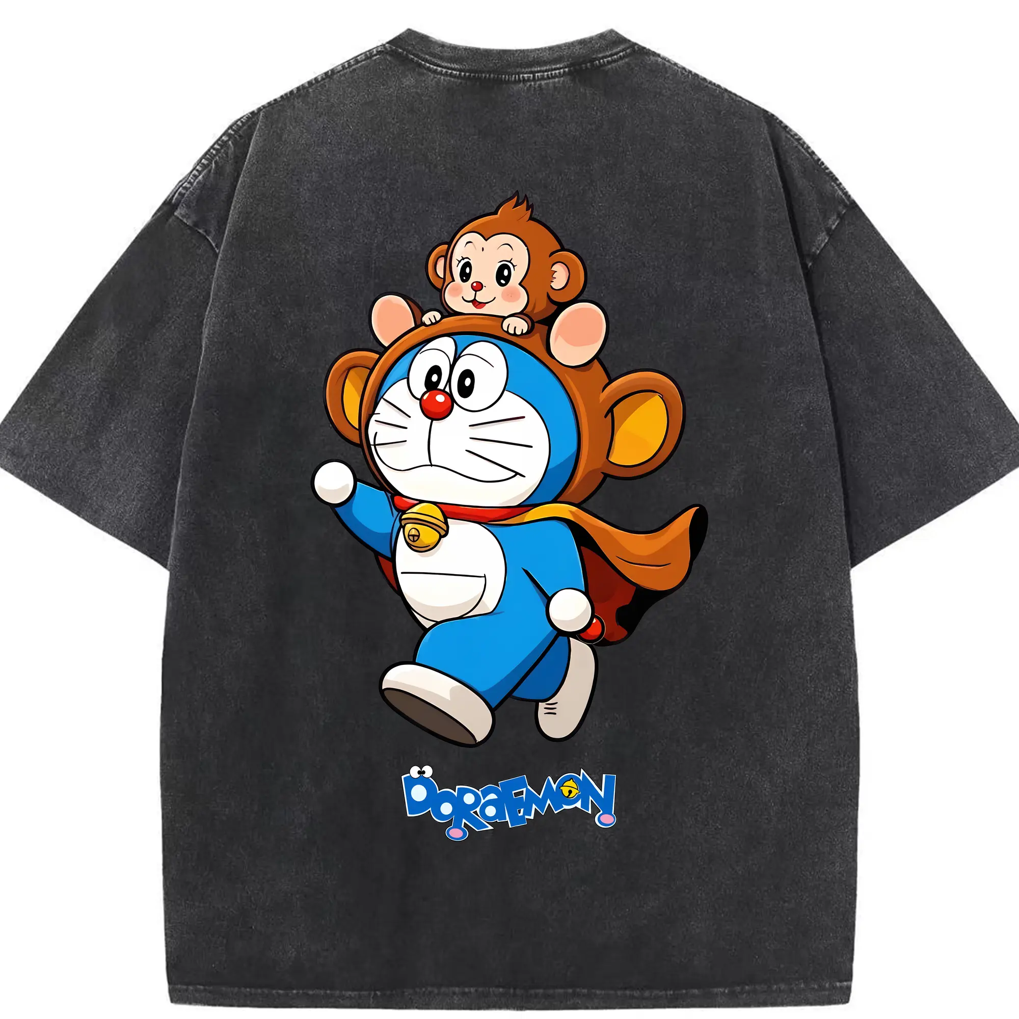 ドラえもん グッズドラえもん - 綿100％ ヴィンテージ風 半袖Tシャツ ・ 背面プリント ・ 柔らか肌触り ・ 通気性 快適 ・ スポーツ カジュアル 外出用