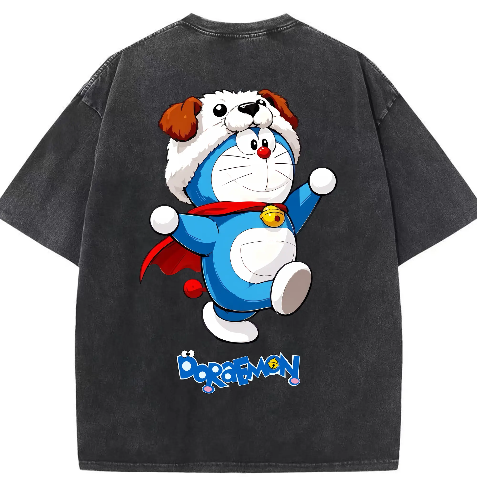 ドラえもん グッズドラえもん - 綿100％ ヴィンテージ風 半袖Tシャツ ・ 背面プリント ・ 柔らか肌触り ・ 通気性 快適 ・ スポーツ カジュアル 外出用