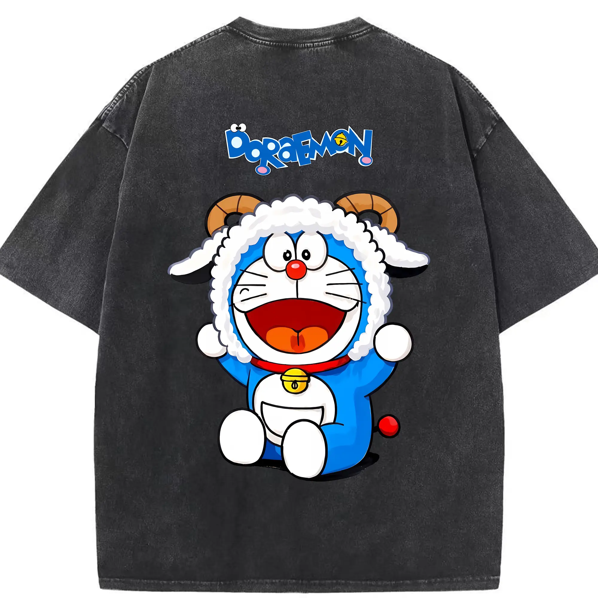 ドラえもん グッズドラえもん - 綿100％ ヴィンテージ風 半袖Tシャツ ・ 背面プリント ・ 柔らか肌触り ・ 通気性 快適 ・ スポーツ カジュアル 外出用