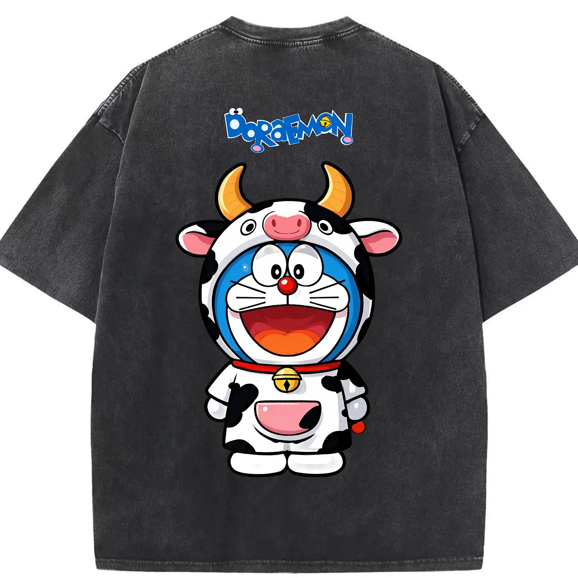 ドラえもん グッズドラえもん - 綿100％ ヴィンテージ風 半袖Tシャツ ・ 背面プリント ・ 柔らか肌触り ・ 通気性 快適 ・ スポーツ カジュアル 外出用