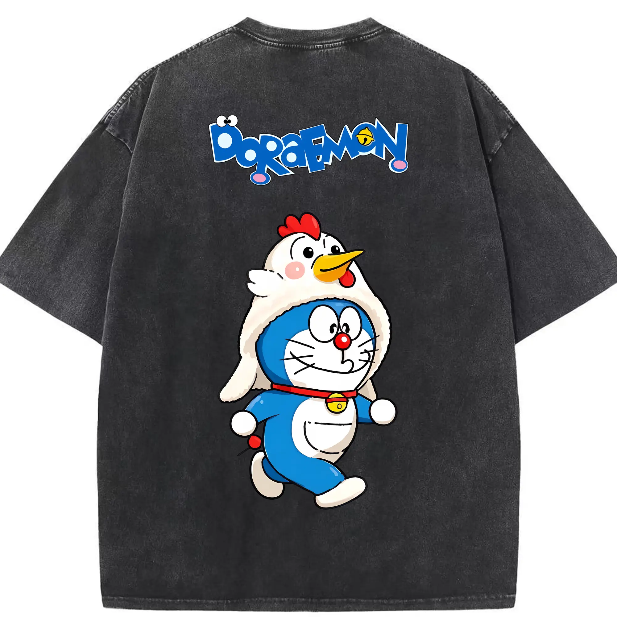 ドラえもん グッズドラえもん - 綿100％ ヴィンテージ風 半袖Tシャツ ・ 背面プリント ・ 柔らか肌触り ・ 通気性 快適 ・ スポーツ カジュアル 外出用