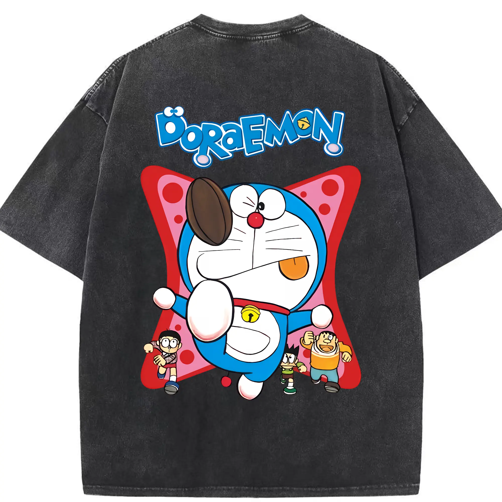 ドラえもん グッズドラえもん - 綿100％ ヴィンテージ風 半袖Tシャツ ・ 背面プリント ・ 柔らか肌触り ・ 通気性 快適 ・ スポーツ カジュアル 外出用