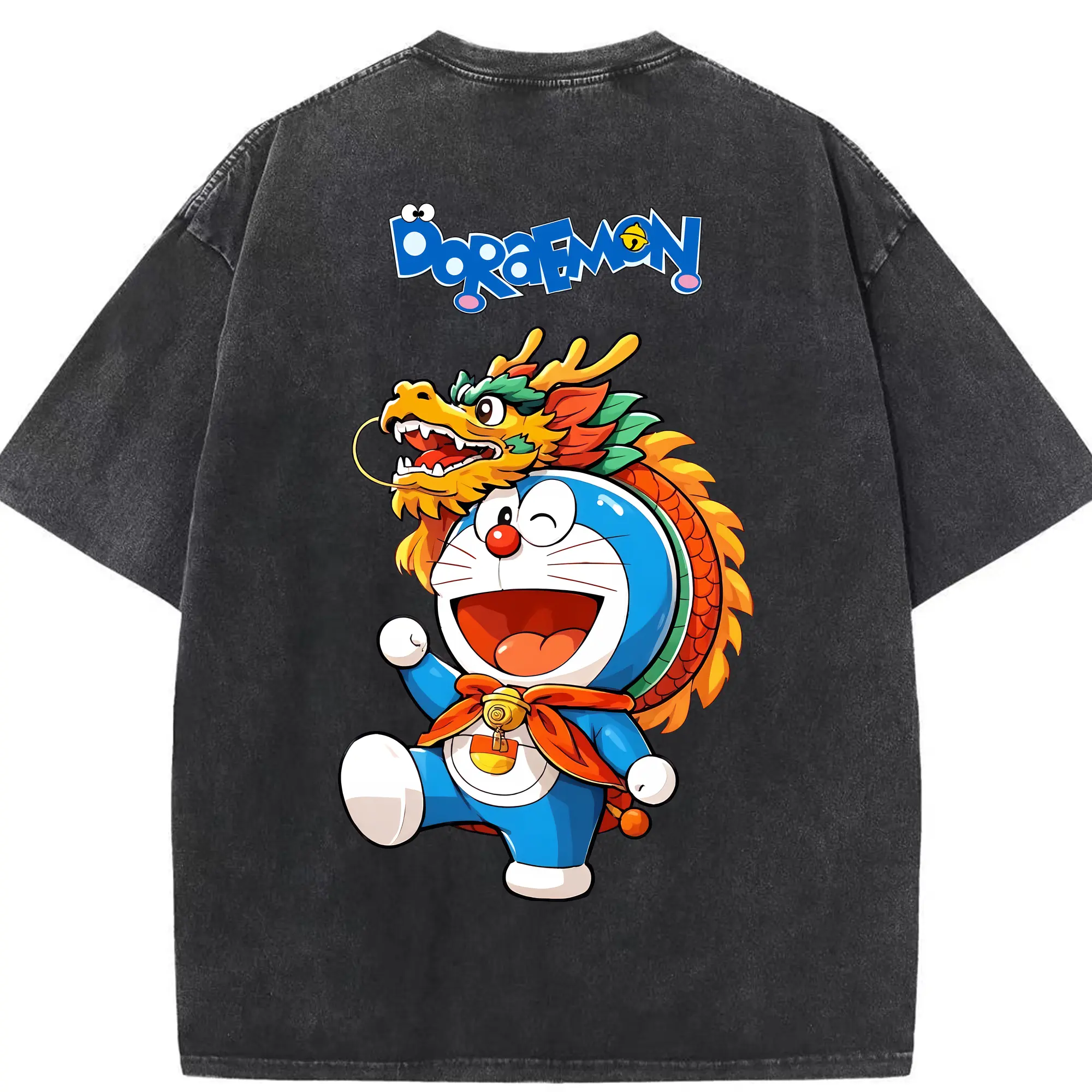 ドラえもん グッズドラえもん - 綿100％ ヴィンテージ風 半袖Tシャツ ・ 背面プリント ・ 柔らか肌触り ・ 通気性 快適 ・ スポーツ カジュアル 外出用