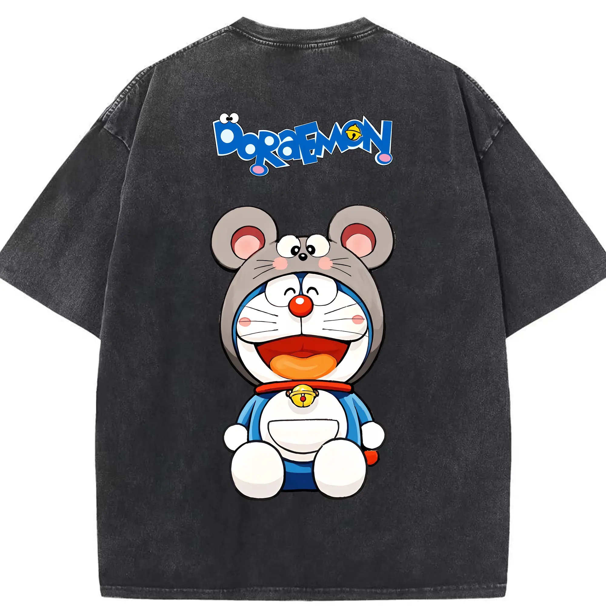 ドラえもん グッズドラえもん - 綿100％ ヴィンテージ風 半袖Tシャツ ・ 背面プリント ・ 柔らか肌触り ・ 通気性 快適 ・ スポーツ カジュアル 外出用