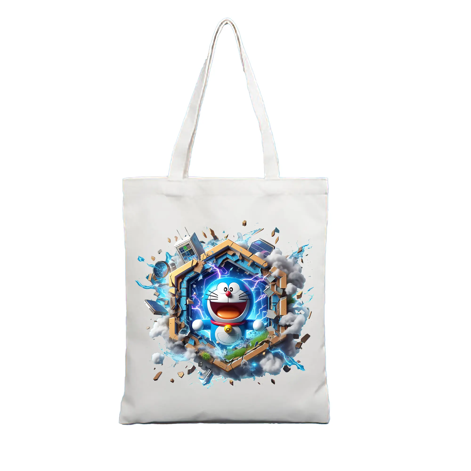 ドラえもん グッズドラえもん - 縦型キャンバス手提げバッグ（トートバッグ） ・ キャンバス素材 ・ ショッピング用 ・ 軽量 丈夫 お手入れ簡単