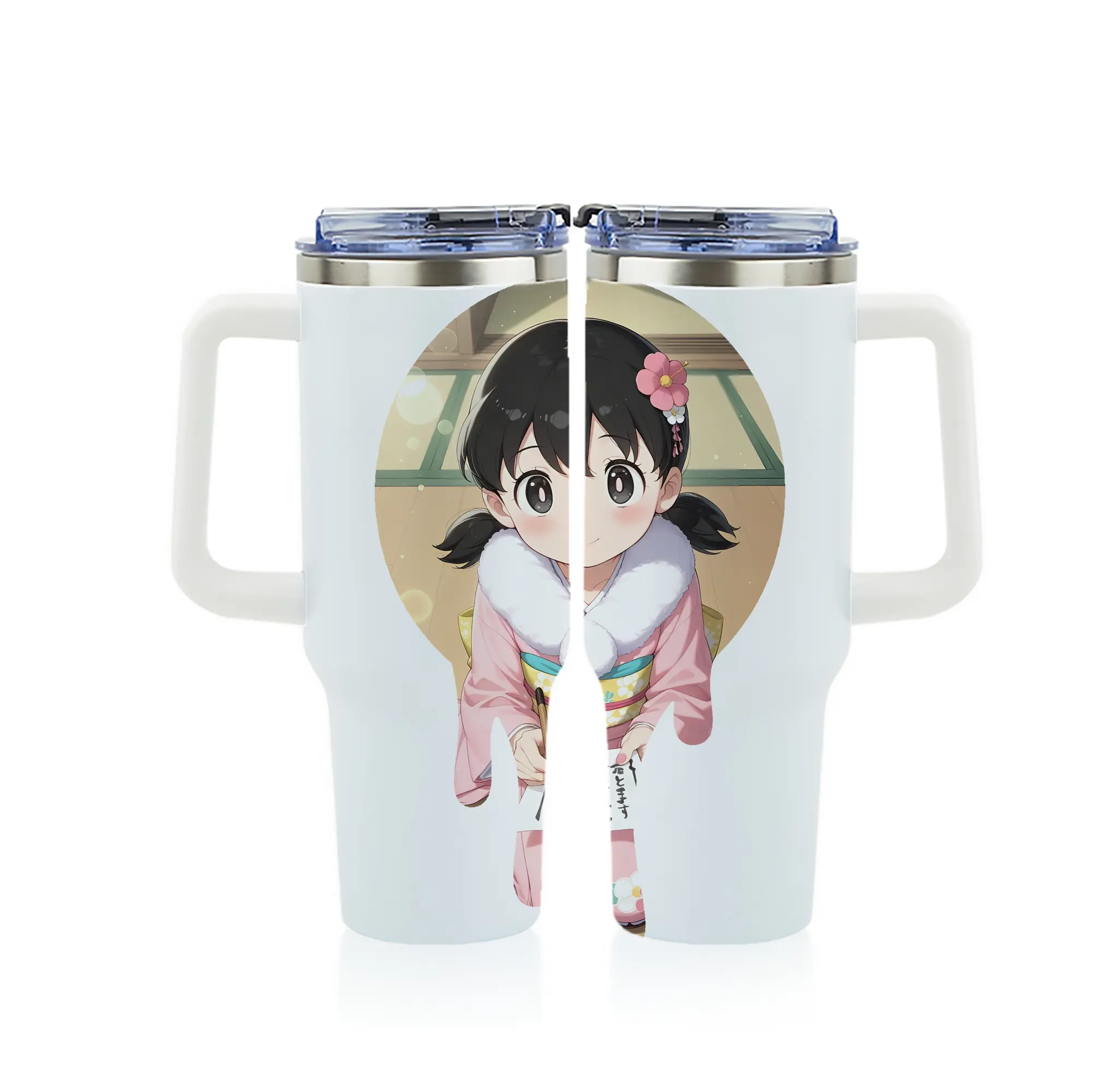 ドラえもん グッズ 源 静香 - 1200mL フルプリント車用タンブラー ・ 304ステンレス 内側 ・ 201ステンレス 外側 ・ 保温 保冷 ・ 通勤 ドライブ アウトドア用