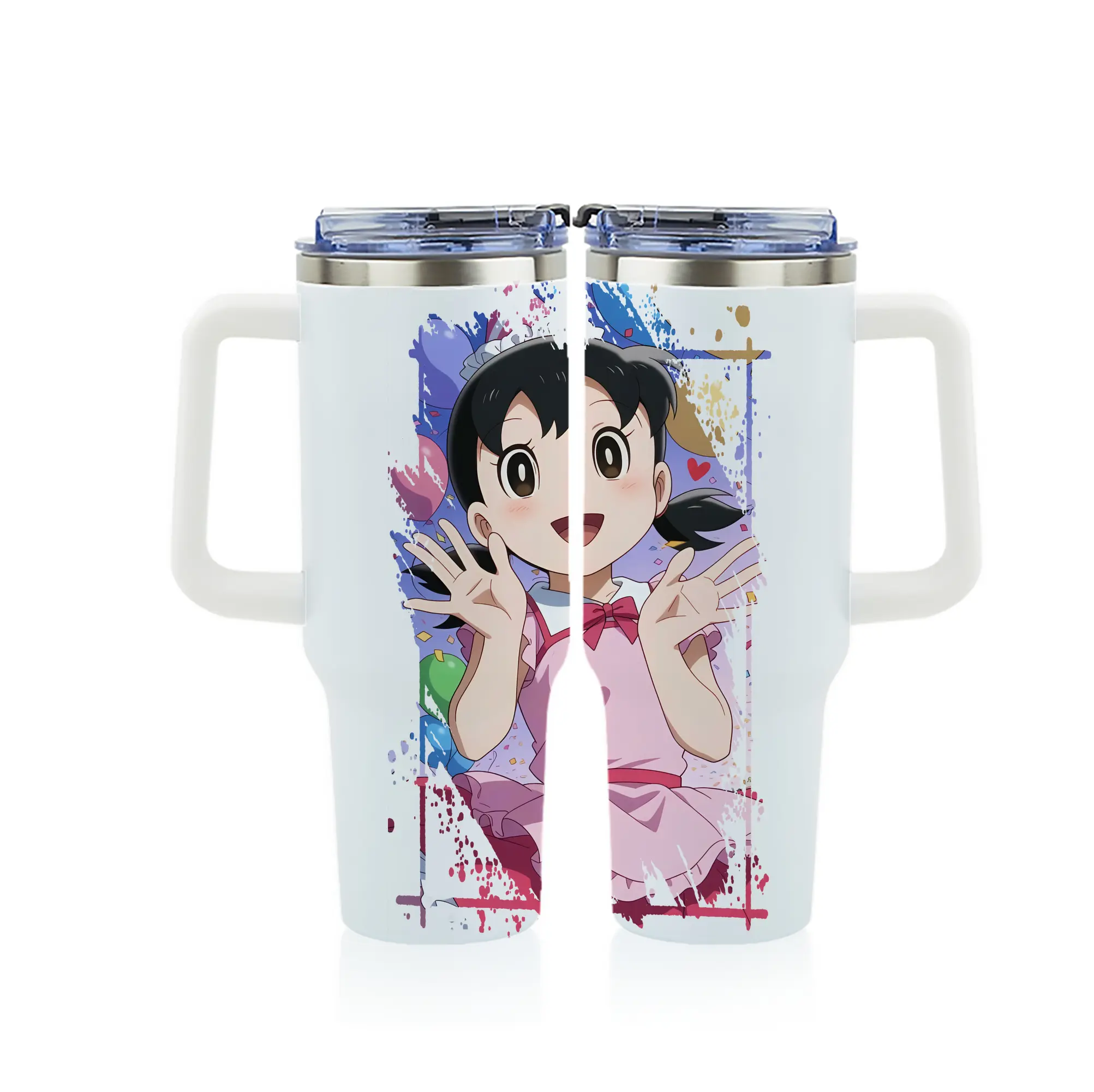 ドラえもん グッズ 源 静香 - 1200mL フルプリント車用タンブラー ・ 304ステンレス 内側 ・ 201ステンレス 外側 ・ 保温 保冷 ・ 通勤 ドライブ アウトドア用