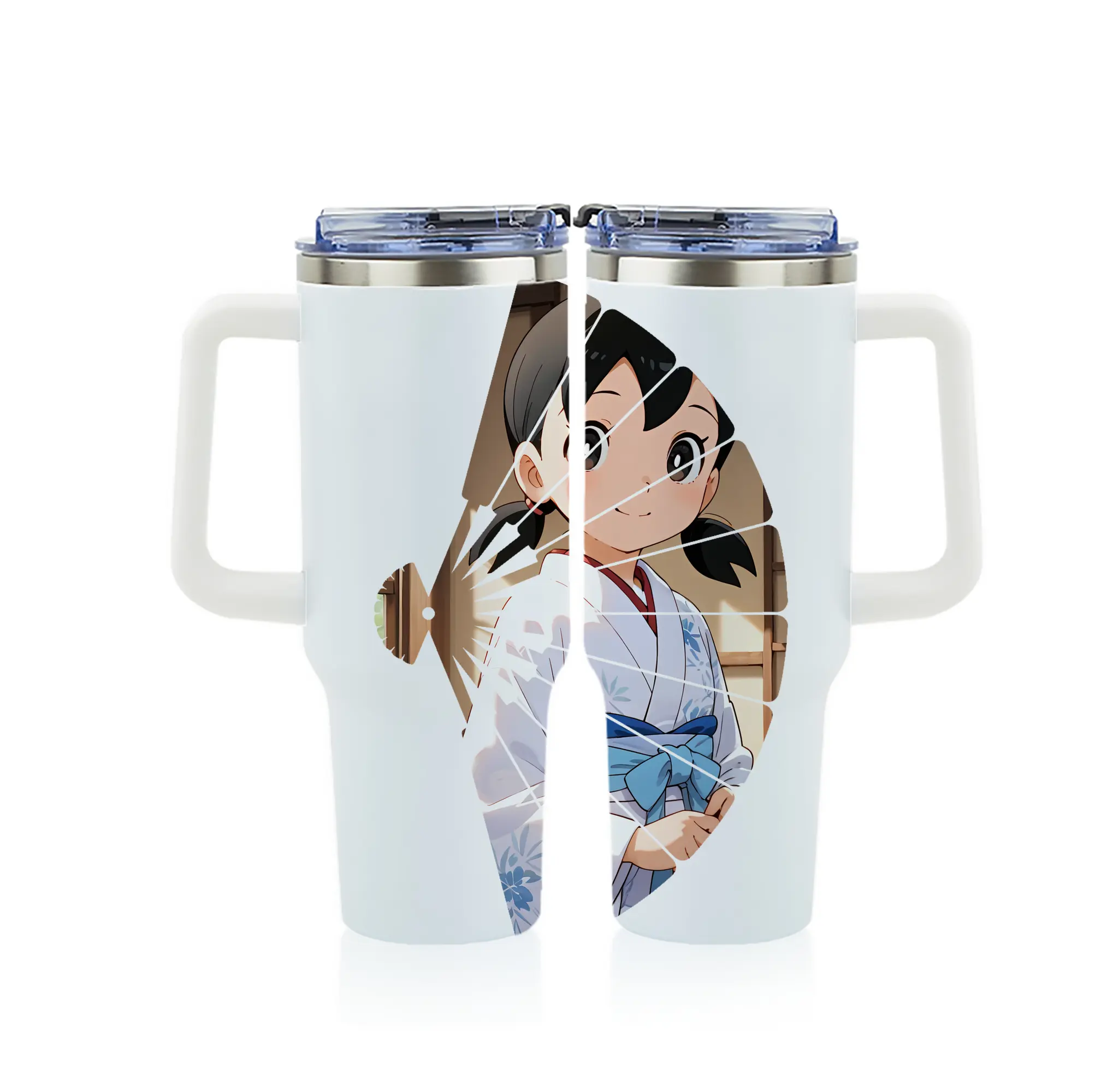 ドラえもん グッズ 源 静香 - 1200mL フルプリント車用タンブラー ・ 304ステンレス 内側 ・ 201ステンレス 外側 ・ 保温 保冷 ・ 通勤 ドライブ アウトドア用