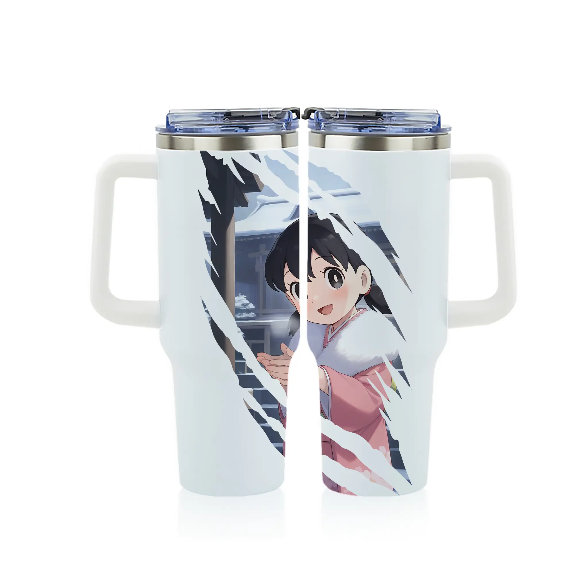 ドラえもん グッズ 源 静香 - 1200mL フルプリント車用タンブラー ・ 304ステンレス 内側 ・ 201ステンレス 外側 ・ 保温 保冷 ・ 通勤 ドライブ アウトドア用