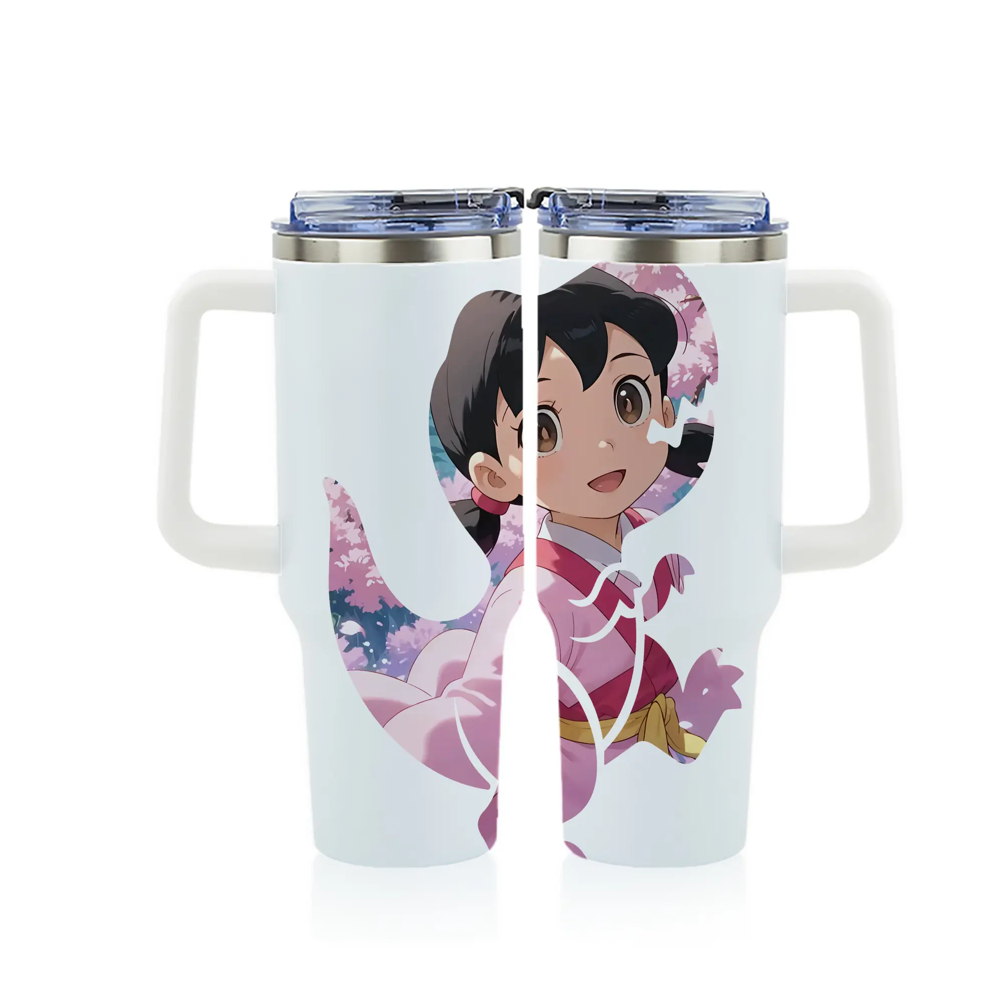 ドラえもん グッズ 源 静香 - 1200mL フルプリント車用タンブラー ・ 304ステンレス 内側 ・ 201ステンレス 外側 ・ 保温 保冷 ・ 通勤 ドライブ アウトドア用