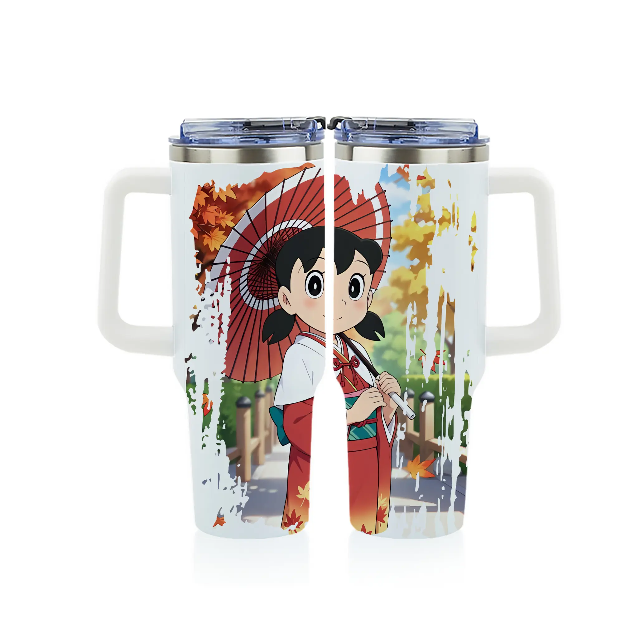 ドラえもん グッズ 源 静香 - 1200mL フルプリント車用タンブラー ・ 304ステンレス 内側 ・ 201ステンレス 外側 ・ 保温 保冷 ・ 通勤 ドライブ アウトドア用