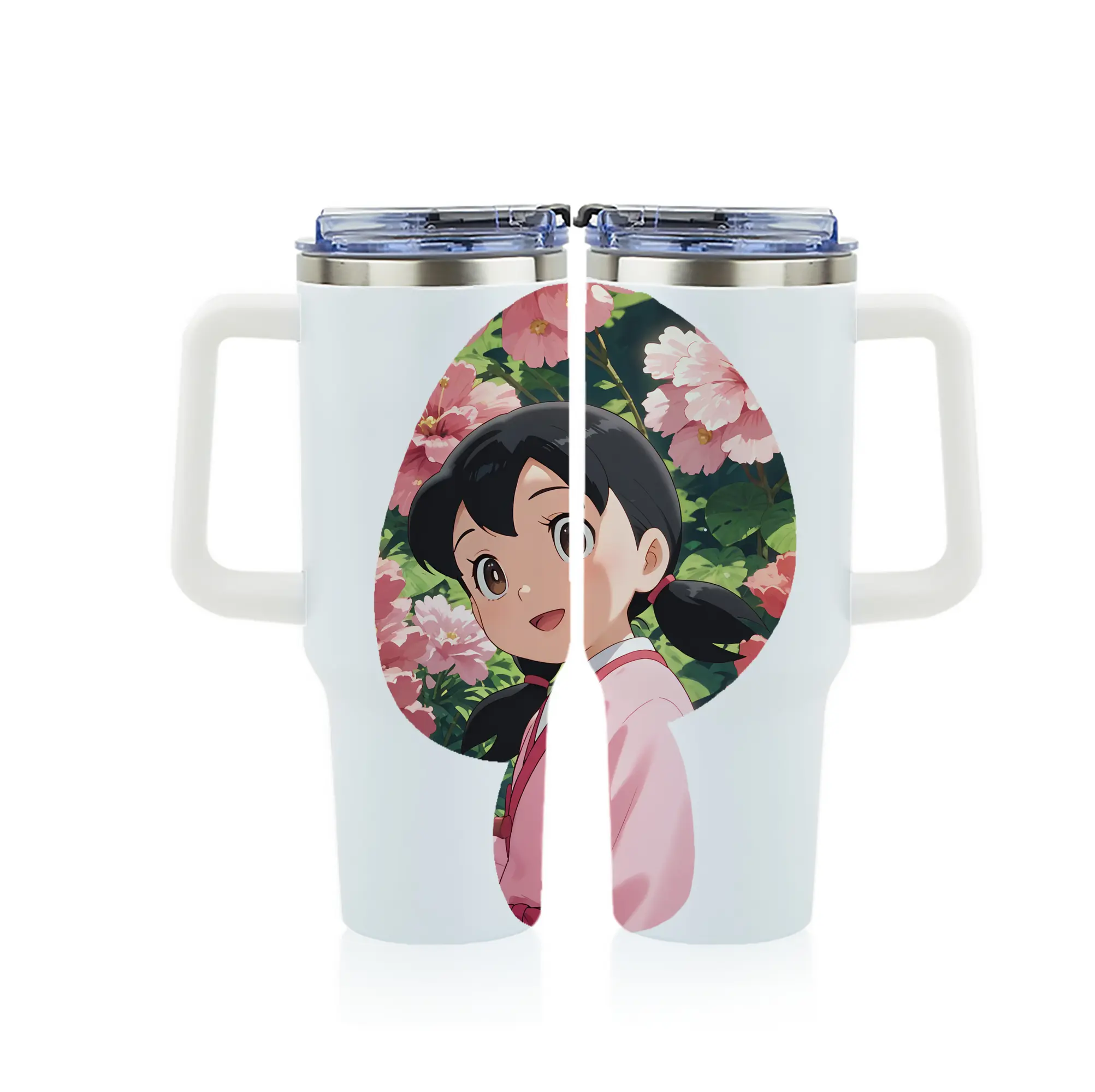 ドラえもん グッズ 源 静香 - 1200mL フルプリント車用タンブラー ・ 304ステンレス 内側 ・ 201ステンレス 外側 ・ 保温 保冷 ・ 通勤 ドライブ アウトドア用