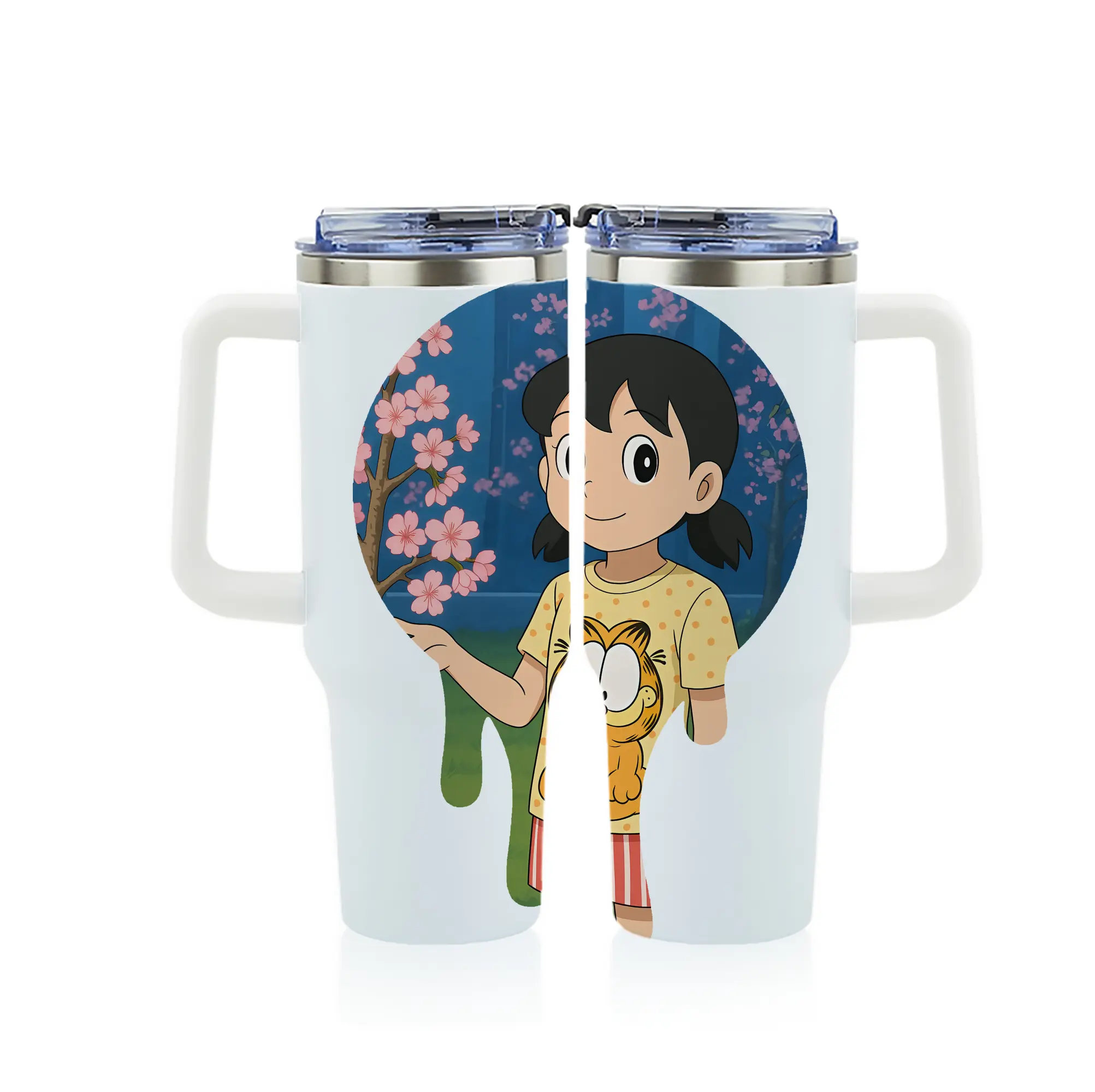 ドラえもん グッズ 源 静香 - 1200mL フルプリント車用タンブラー ・ 304ステンレス 内側 ・ 201ステンレス 外側 ・ 保温 保冷 ・ 通勤 ドライブ アウトドア用