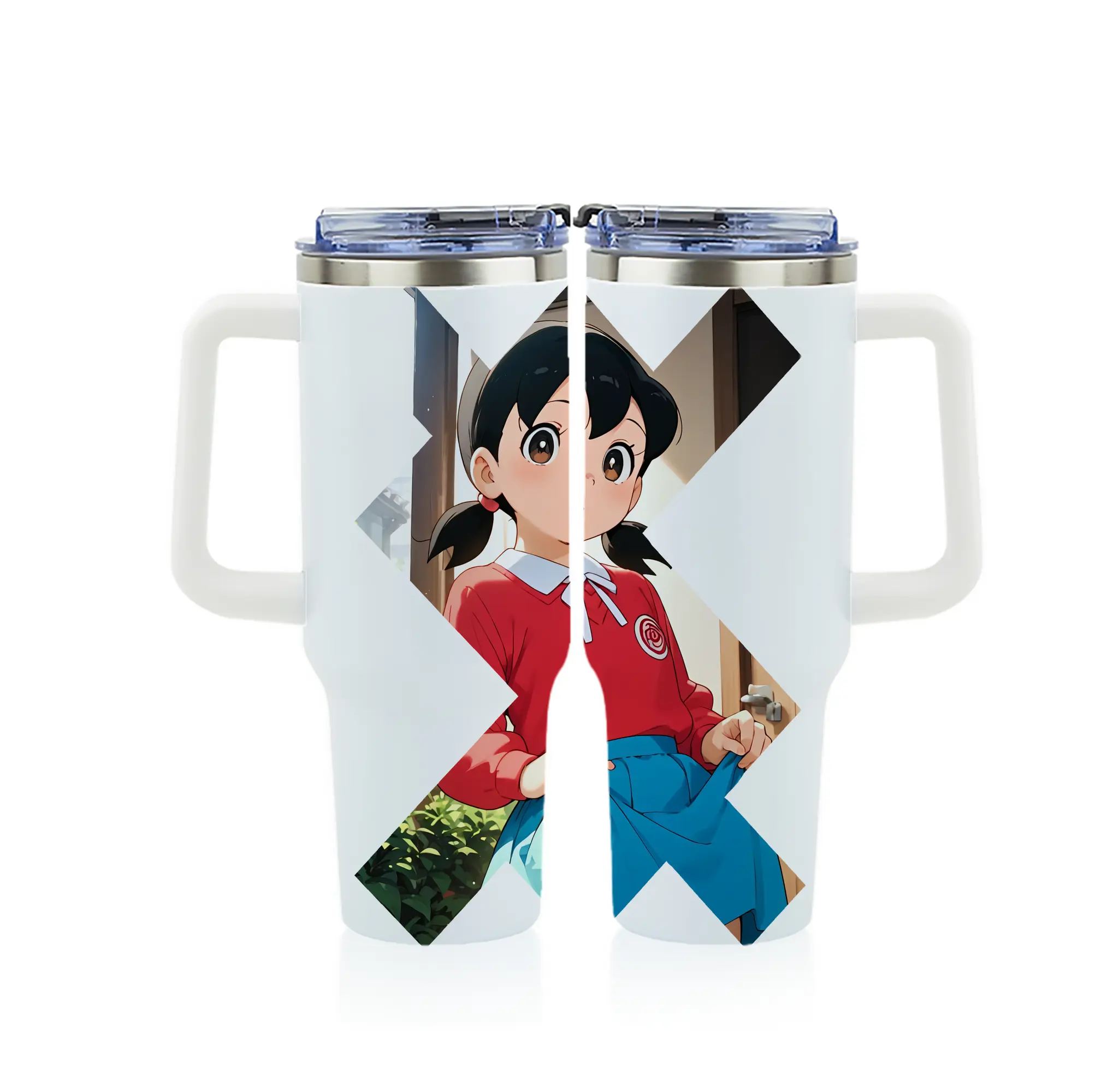 ドラえもん グッズ 源 静香 - 1200mL フルプリント車用タンブラー ・ 304ステンレス 内側 ・ 201ステンレス 外側 ・ 保温 保冷 ・ 通勤 ドライブ アウトドア用