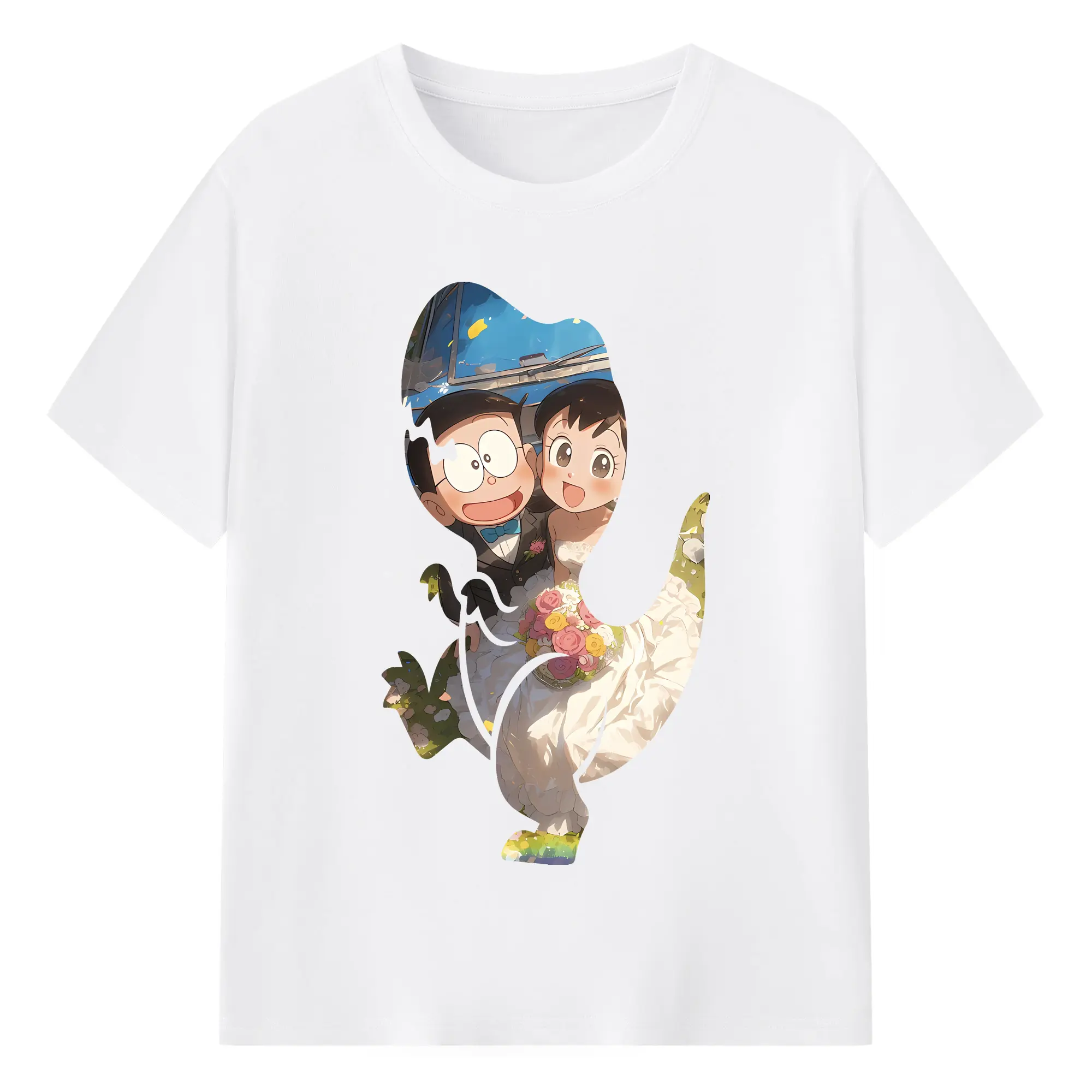 ドラえもん グッズ 源 静香 - 綿100％ 半袖Tシャツ ・ フロントプリント ・ 快適 通気性 ・ 日常使い 散歩 スポーツ用