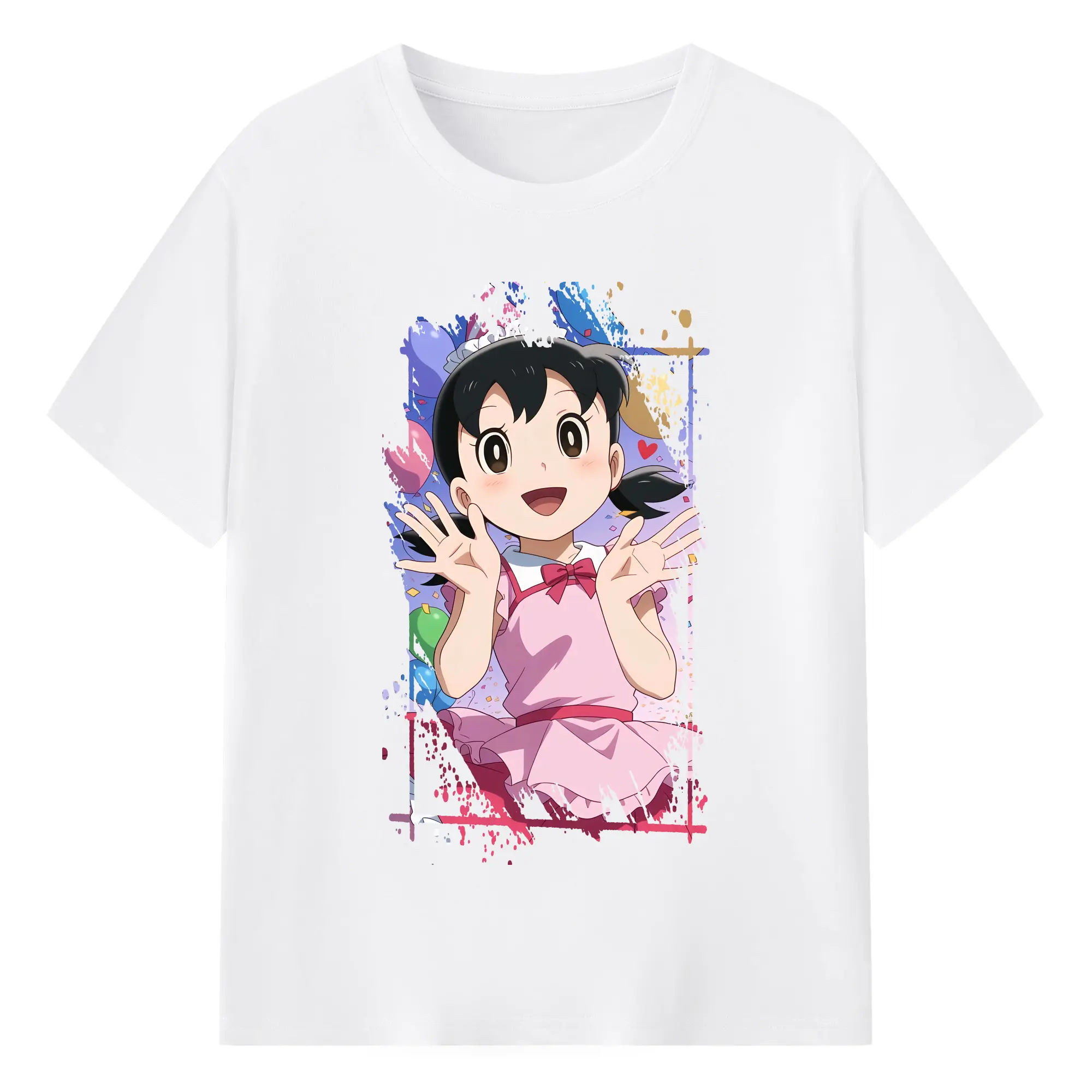 ドラえもん グッズ 源 静香 - 綿100％ 半袖Tシャツ ・ フロントプリント ・ 快適 通気性 ・ 日常使い 散歩 スポーツ用