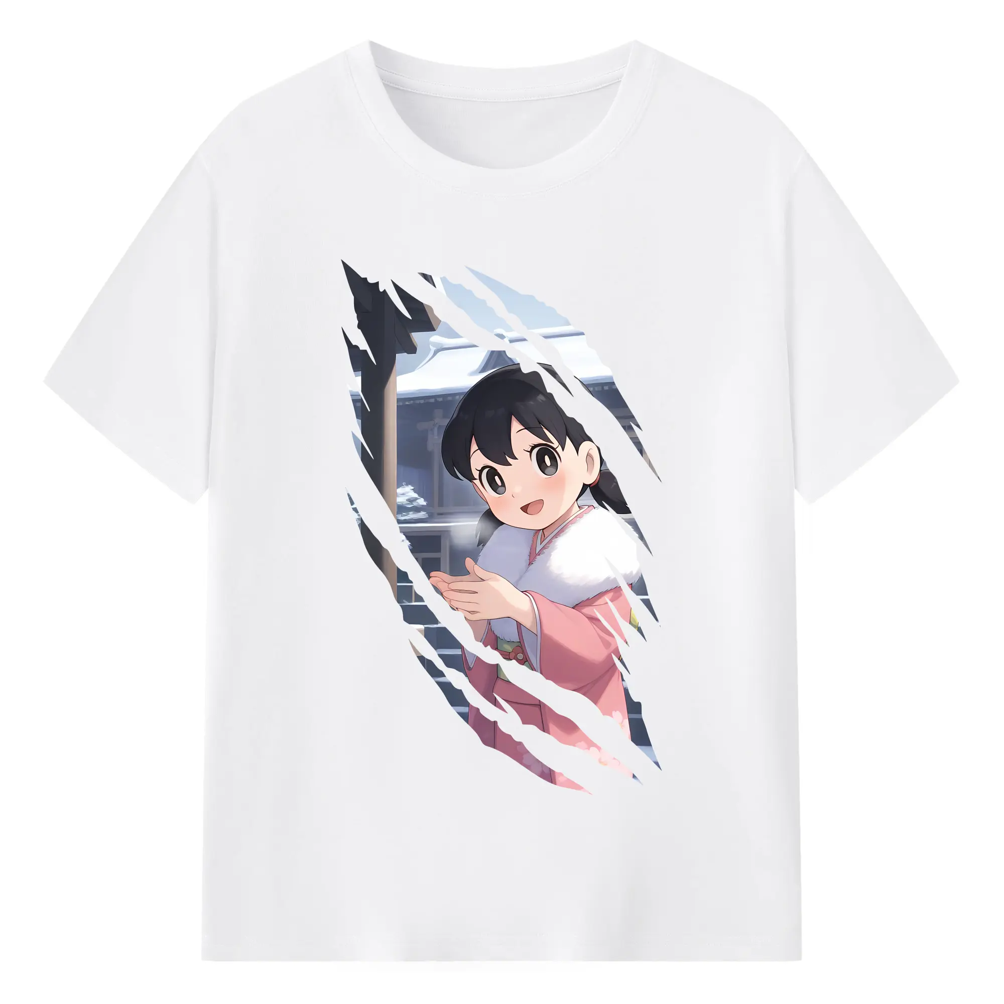 ドラえもん グッズ 源 静香 - 綿100％ 半袖Tシャツ ・ フロントプリント ・ 快適 通気性 ・ 日常使い 散歩 スポーツ用