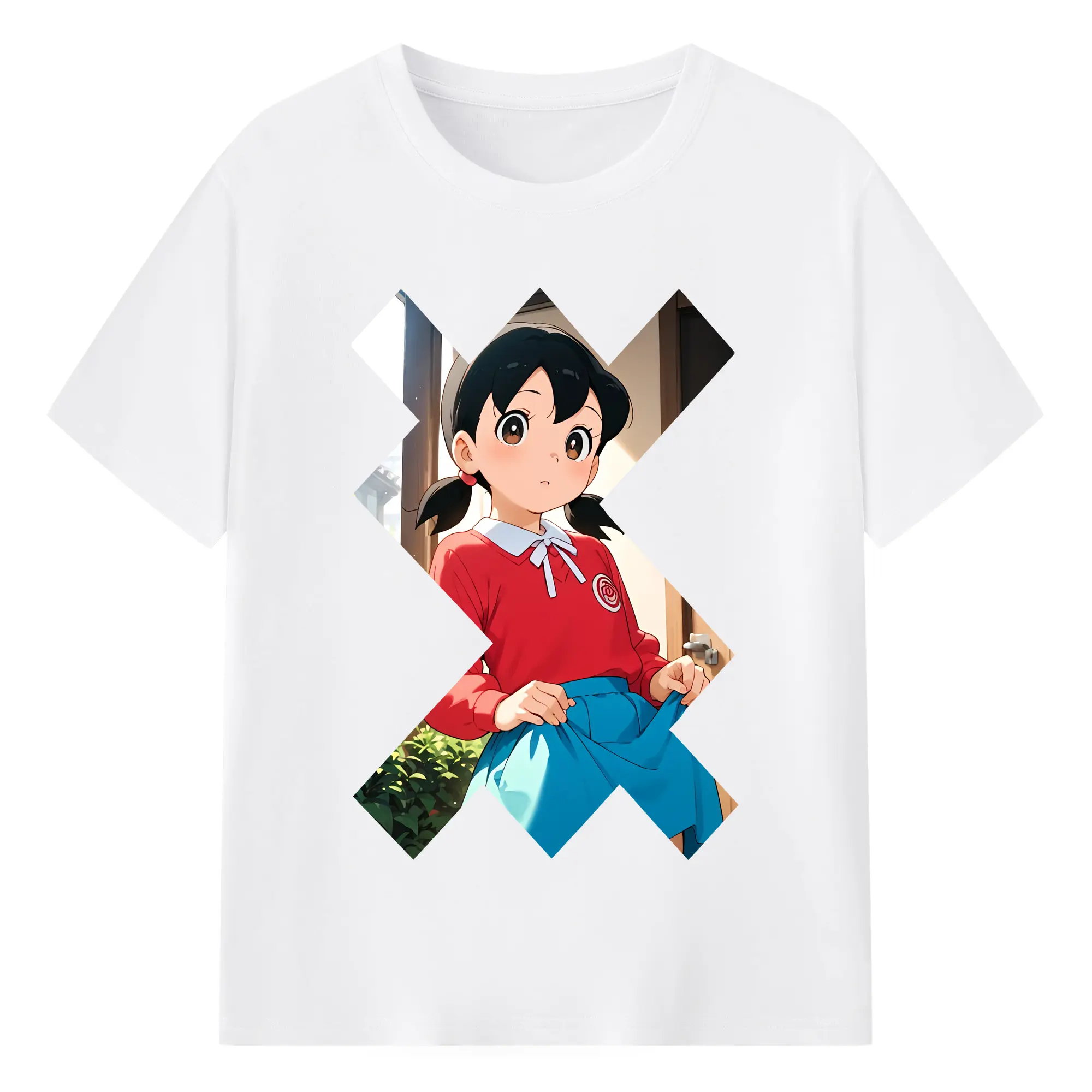 ドラえもん グッズ 源 静香 - 綿100％ 半袖Tシャツ ・ フロントプリント ・ 快適 通気性 ・ 日常使い 散歩 スポーツ用