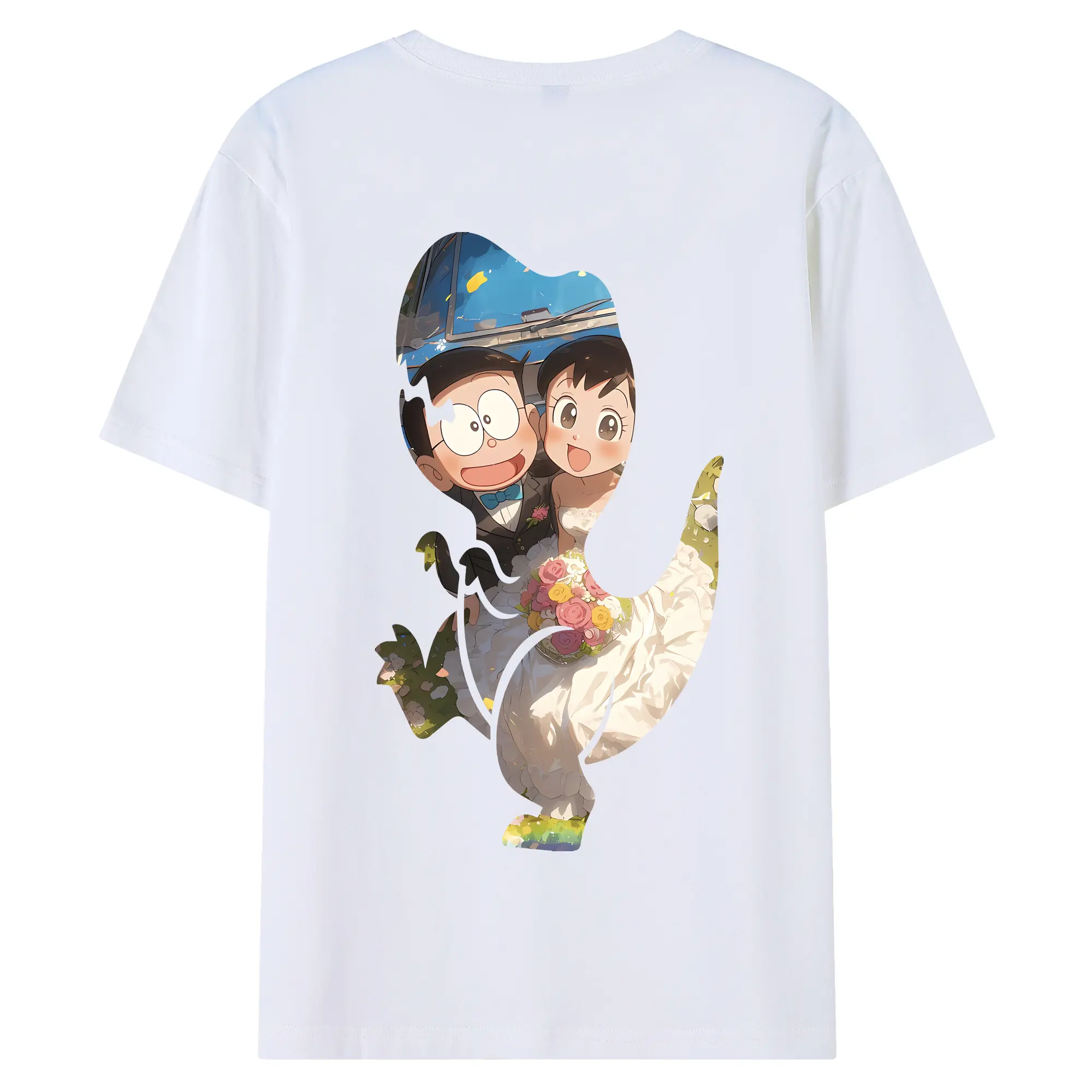 ドラえもん グッズ 源 静香 - 綿100％ 半袖Tシャツ ・ バックプリント ・ 快適 通気性 ・ 日常使い 散歩 スポーツ用