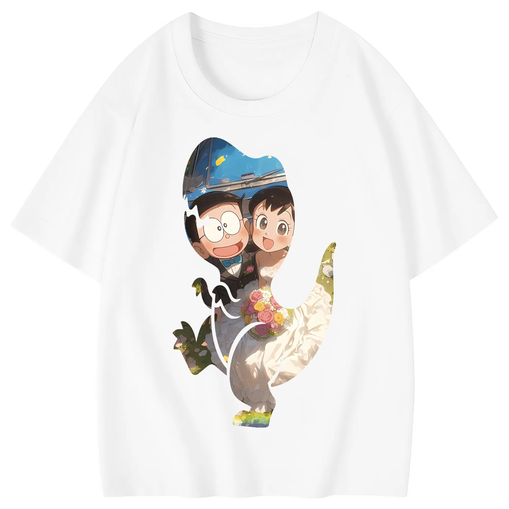 ドラえもん グッズ 源 静香 - 綿100％ キッズTシャツ ・ フロントプリント ・ 快適 通気性 ・ スポーツ カジュアル 散歩用