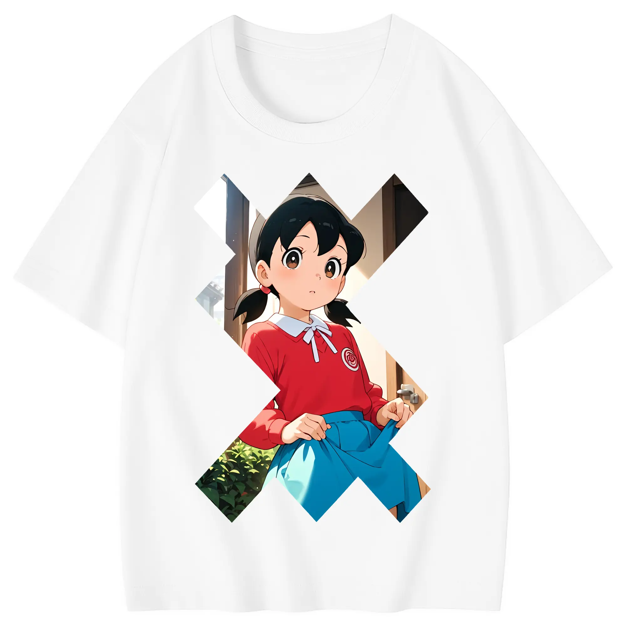 ドラえもん グッズ 源 静香 - 綿100％ キッズTシャツ ・ フロントプリント ・ 快適 通気性 ・ スポーツ カジュアル 散歩用