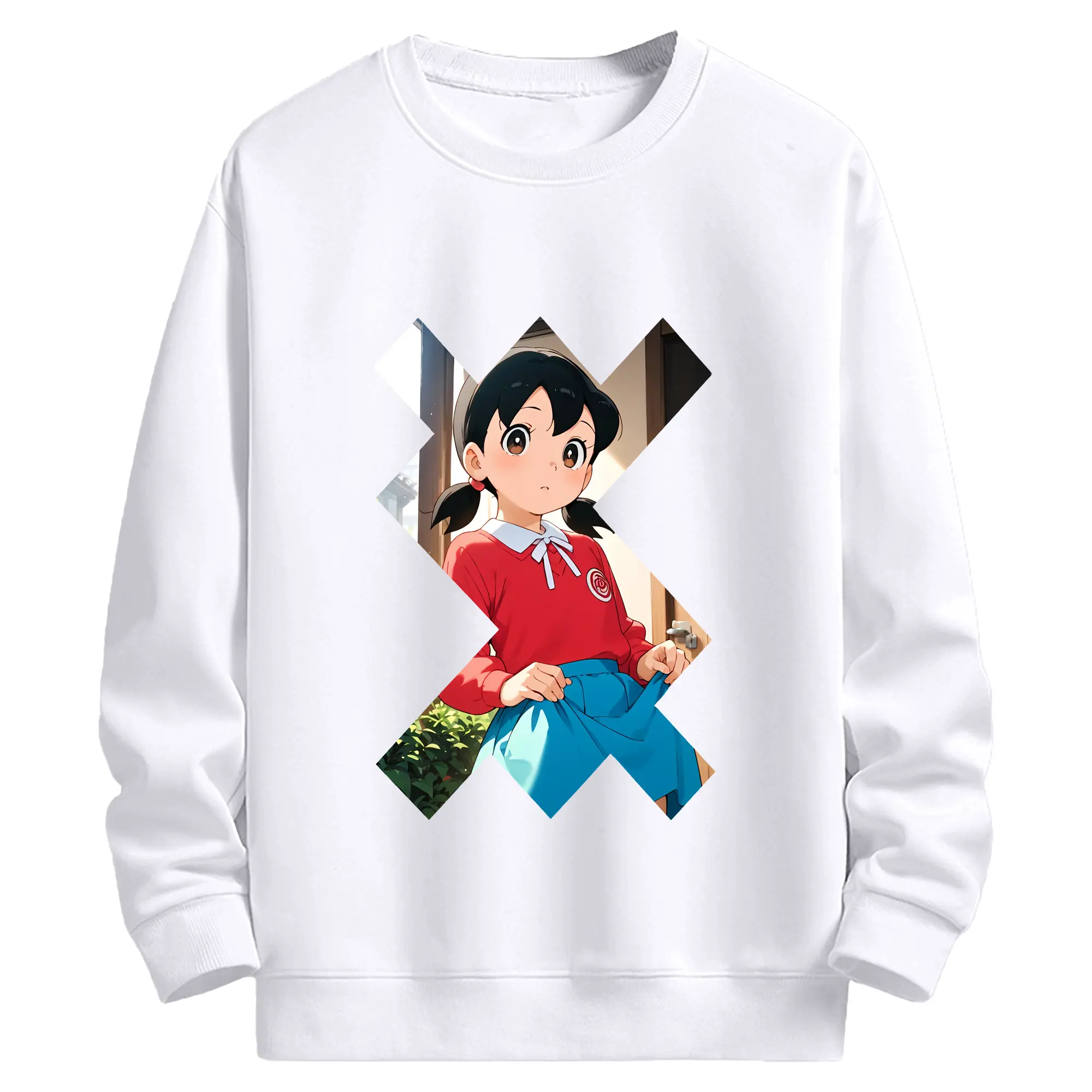 ドラえもん グッズ 源 静香 - 高品質 クルーネック スウェット ・ コットン59％ ポリエステル41％ ・ ユニセックス 長袖 トレーナー ・ カジュアル デイリー スポーツ 散歩用