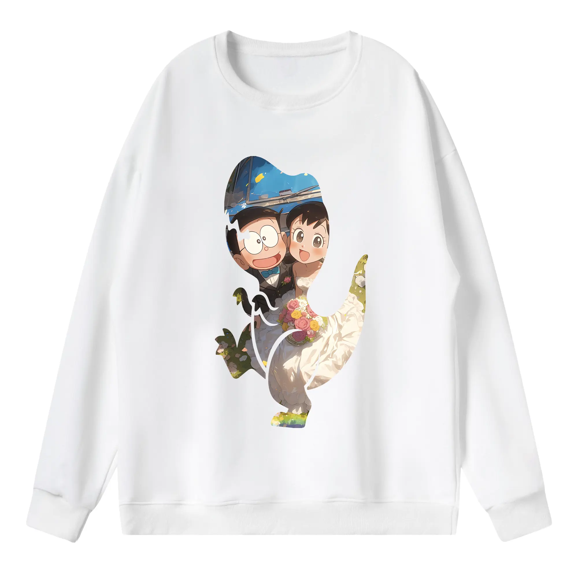 ドラえもん グッズ 源 静香 - 薄手 クルーネック スウェット 裏毛260g · ポリエステル 春秋向け カジュアル 男女兼用 · トレーナー デイリー スポーツ 散歩に最適