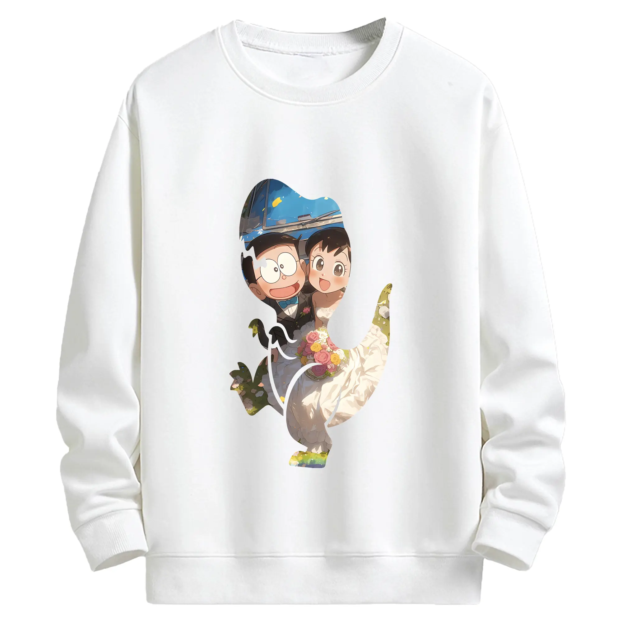 ドラえもん グッズ 源 静香 - キッズ クルーネックスウェットシャツ ・ フロントプリント ・ 綿80％ ポリエステル20％ ・ 快適 通学 スポーツ 日常使い お散歩用