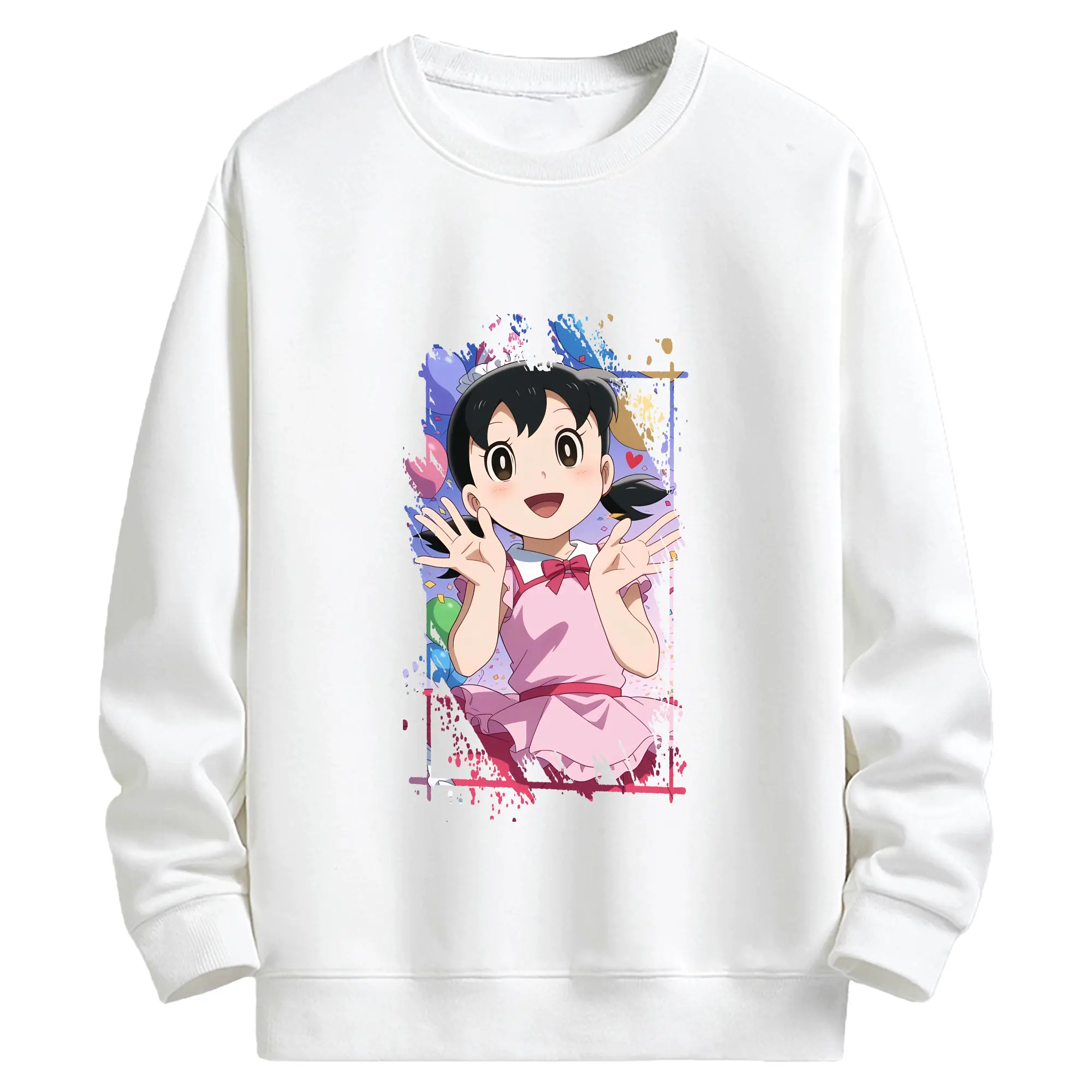 ドラえもん グッズ 源 静香 - キッズ クルーネックスウェットシャツ ・ フロントプリント ・ 綿80％ ポリエステル20％ ・ 快適 通学 スポーツ 日常使い お散歩用