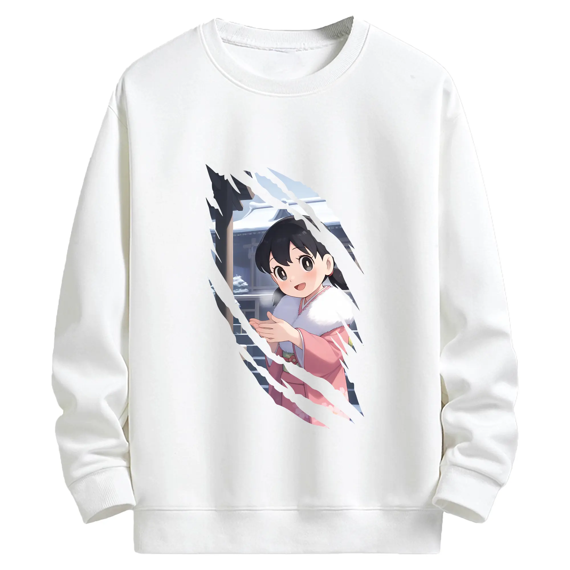 ドラえもん グッズ 源 静香 - キッズ クルーネックスウェットシャツ ・ フロントプリント ・ 綿80％ ポリエステル20％ ・ 快適 通学 スポーツ 日常使い お散歩用