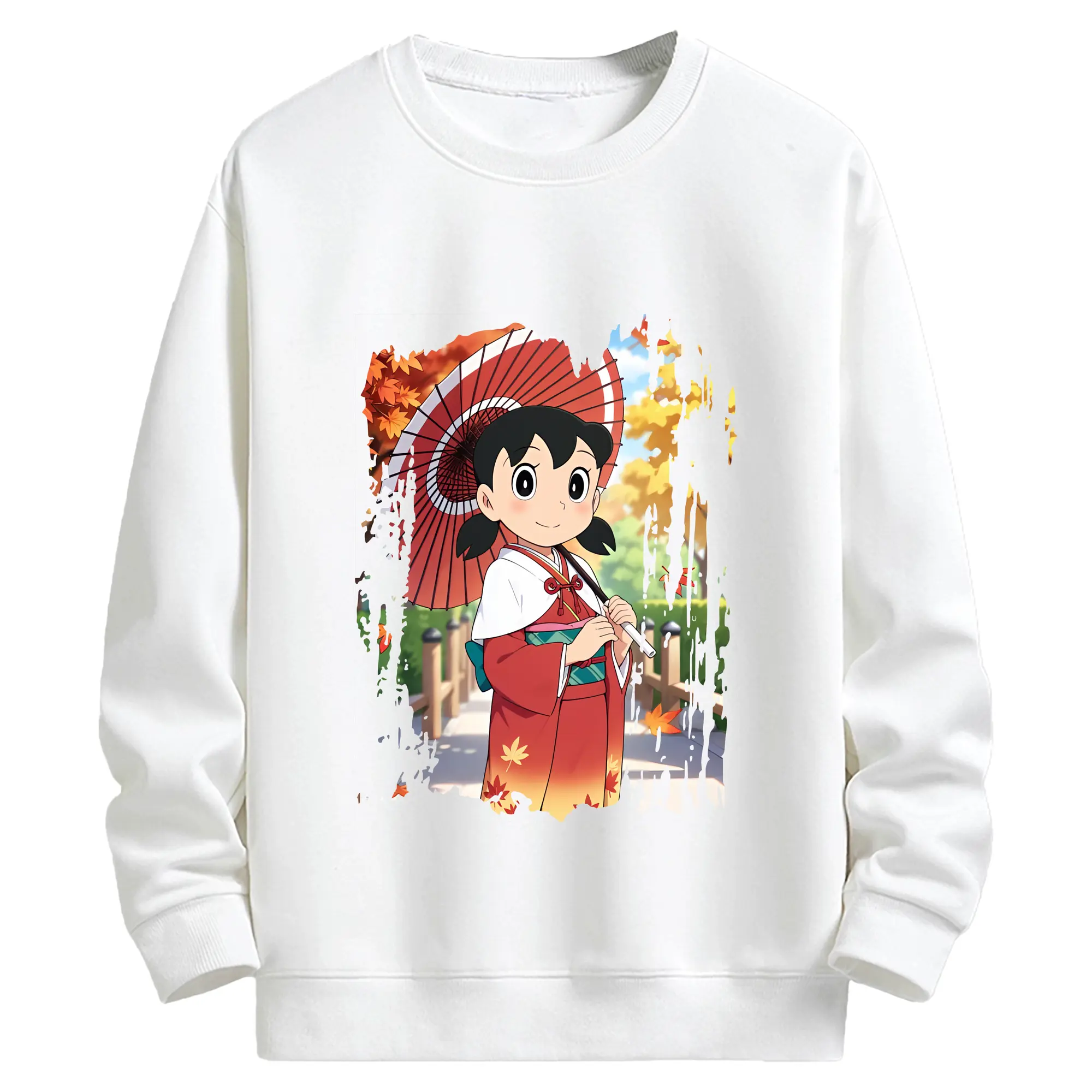 ドラえもん グッズ 源 静香 - キッズ クルーネックスウェットシャツ ・ フロントプリント ・ 綿80％ ポリエステル20％ ・ 快適 通学 スポーツ 日常使い お散歩用