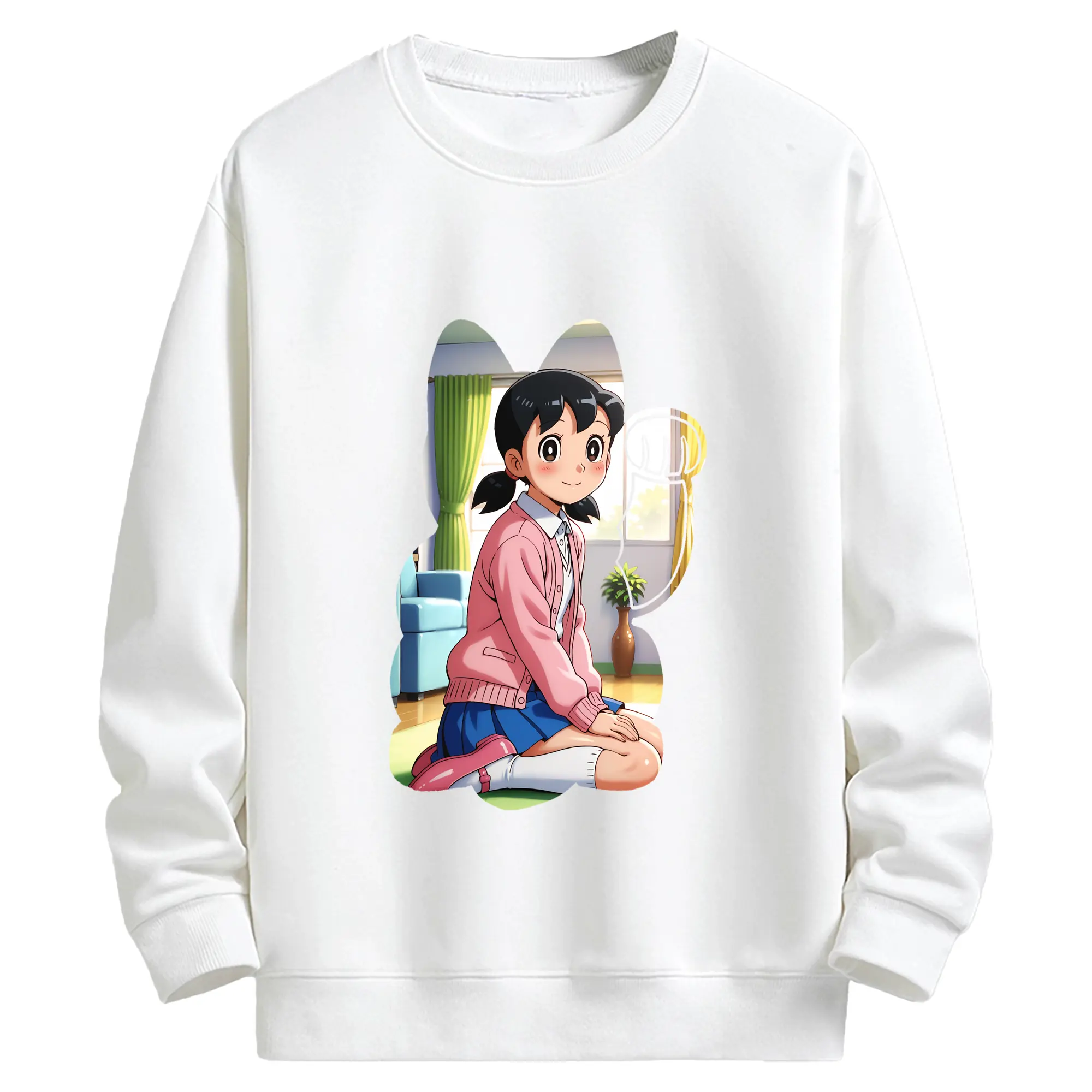 ドラえもん グッズ 源 静香 - キッズ クルーネックスウェットシャツ ・ フロントプリント ・ 綿80％ ポリエステル20％ ・ 快適 通学 スポーツ 日常使い お散歩用