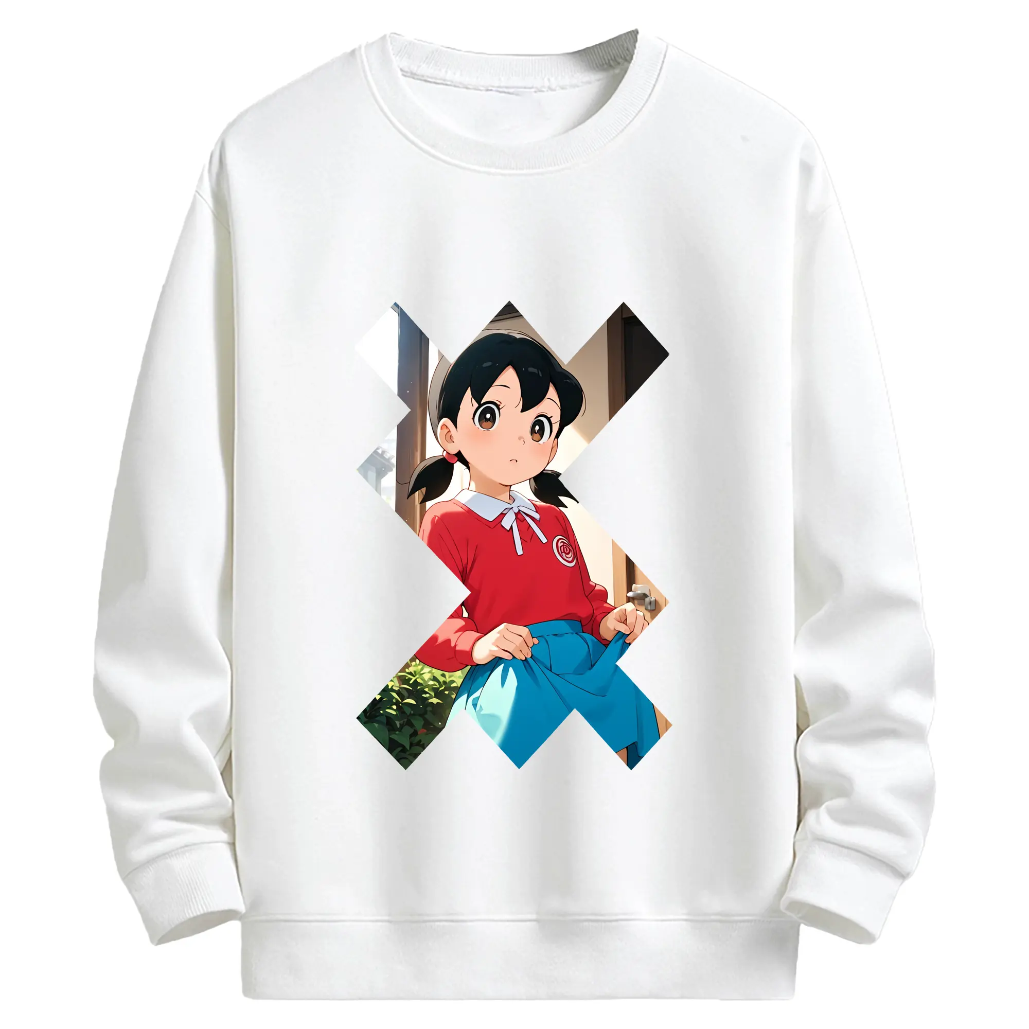 ドラえもん グッズ 源 静香 - キッズ クルーネックスウェットシャツ ・ フロントプリント ・ 綿80％ ポリエステル20％ ・ 快適 通学 スポーツ 日常使い お散歩用
