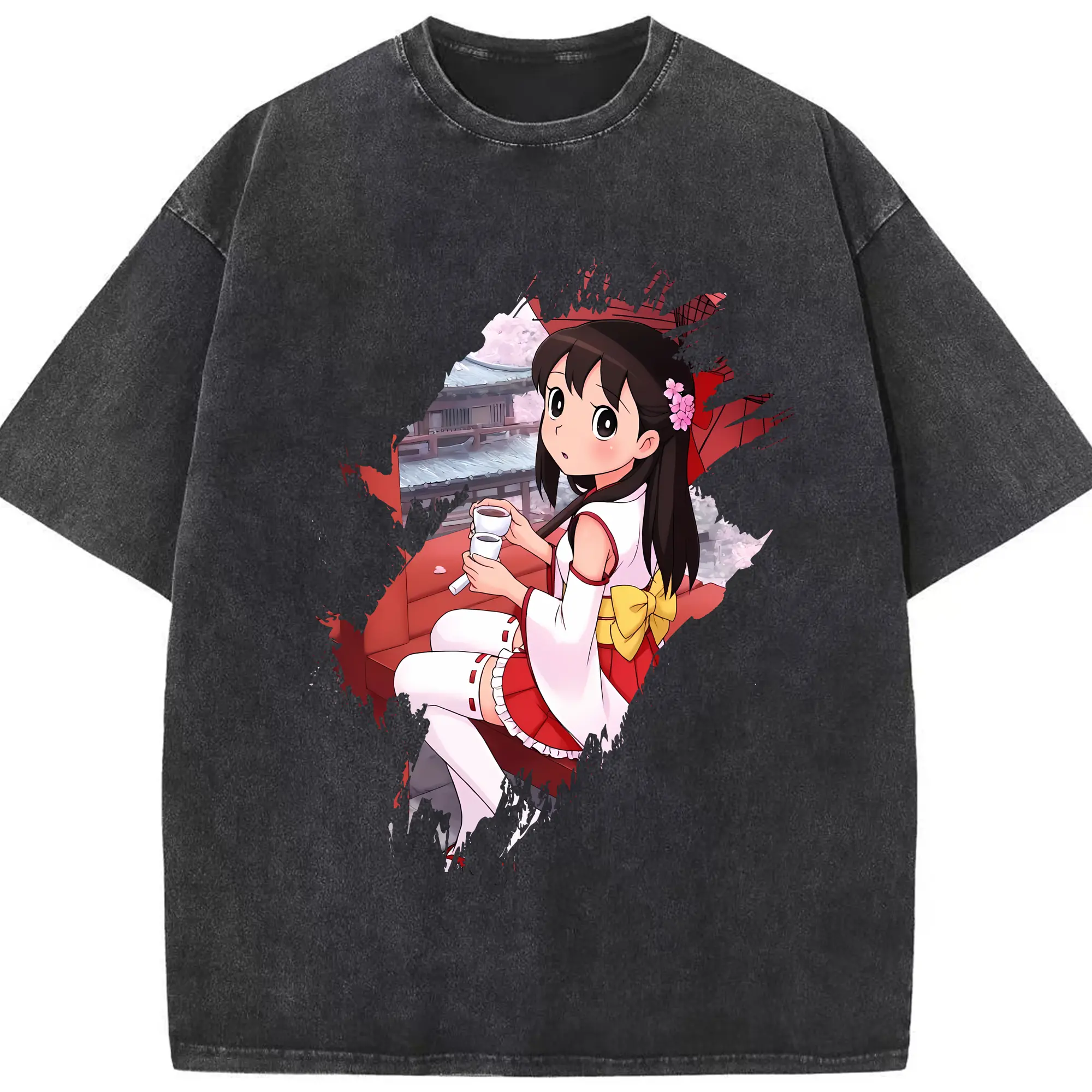 ドラえもん グッズ 源 静香 - 綿100％ ヴィンテージ風 半袖Tシャツ ・ フロントプリント ・ 柔らか肌触り ・ 通気性 快適 ・ スポーツ カジュアル 外出用