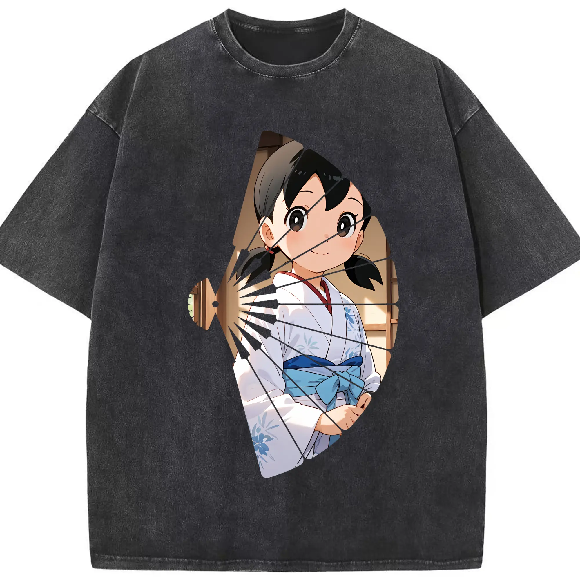 ドラえもん グッズ 源 静香 - 綿100％ ヴィンテージ風 半袖Tシャツ ・ フロントプリント ・ 柔らか肌触り ・ 通気性 快適 ・ スポーツ カジュアル 外出用