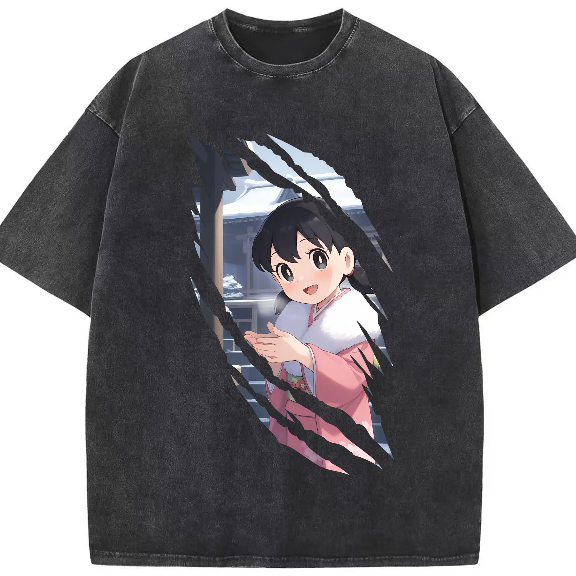 ドラえもん グッズ 源 静香 - 綿100％ ヴィンテージ風 半袖Tシャツ ・ フロントプリント ・ 柔らか肌触り ・ 通気性 快適 ・ スポーツ カジュアル 外出用