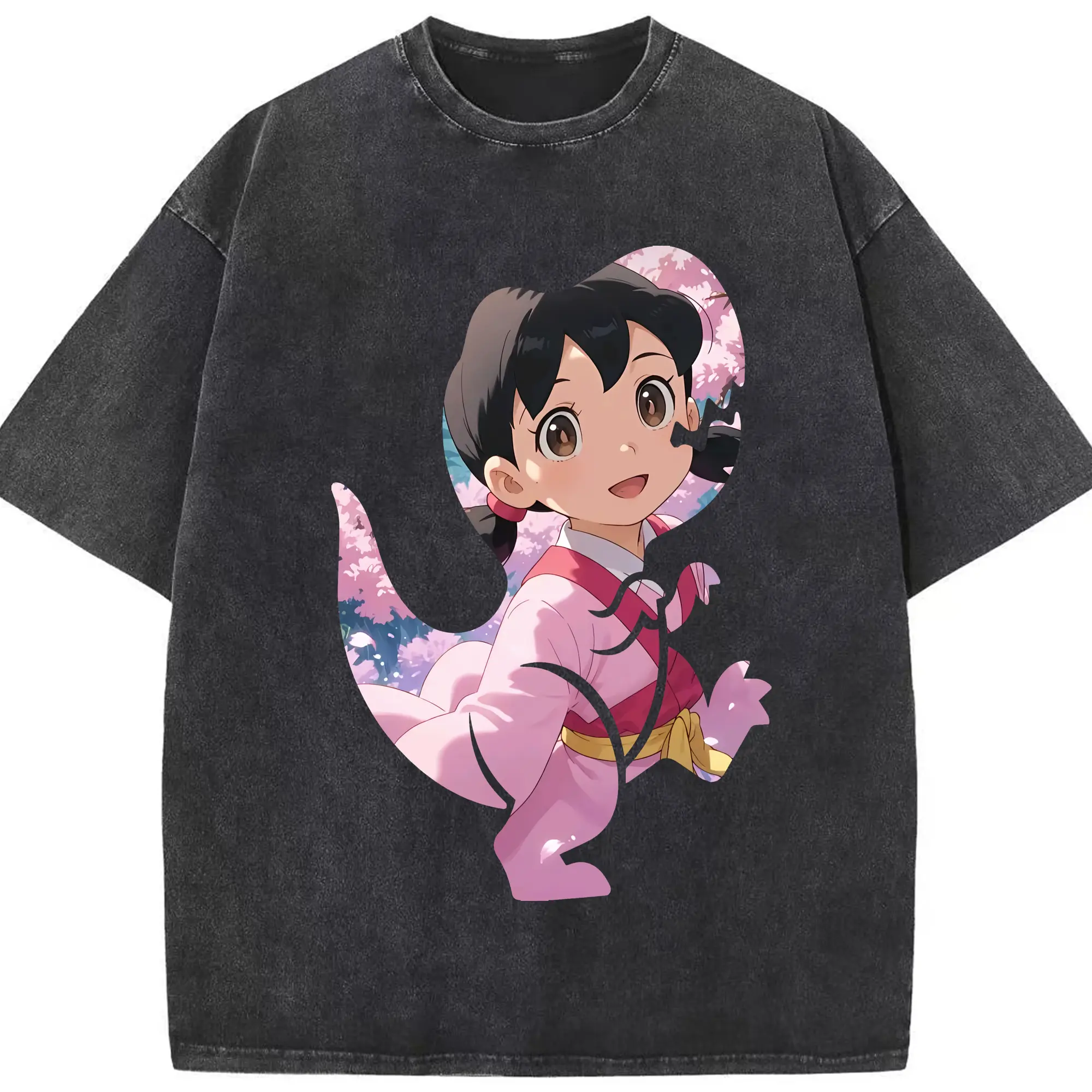 ドラえもん グッズ 源 静香 - 綿100％ ヴィンテージ風 半袖Tシャツ ・ フロントプリント ・ 柔らか肌触り ・ 通気性 快適 ・ スポーツ カジュアル 外出用