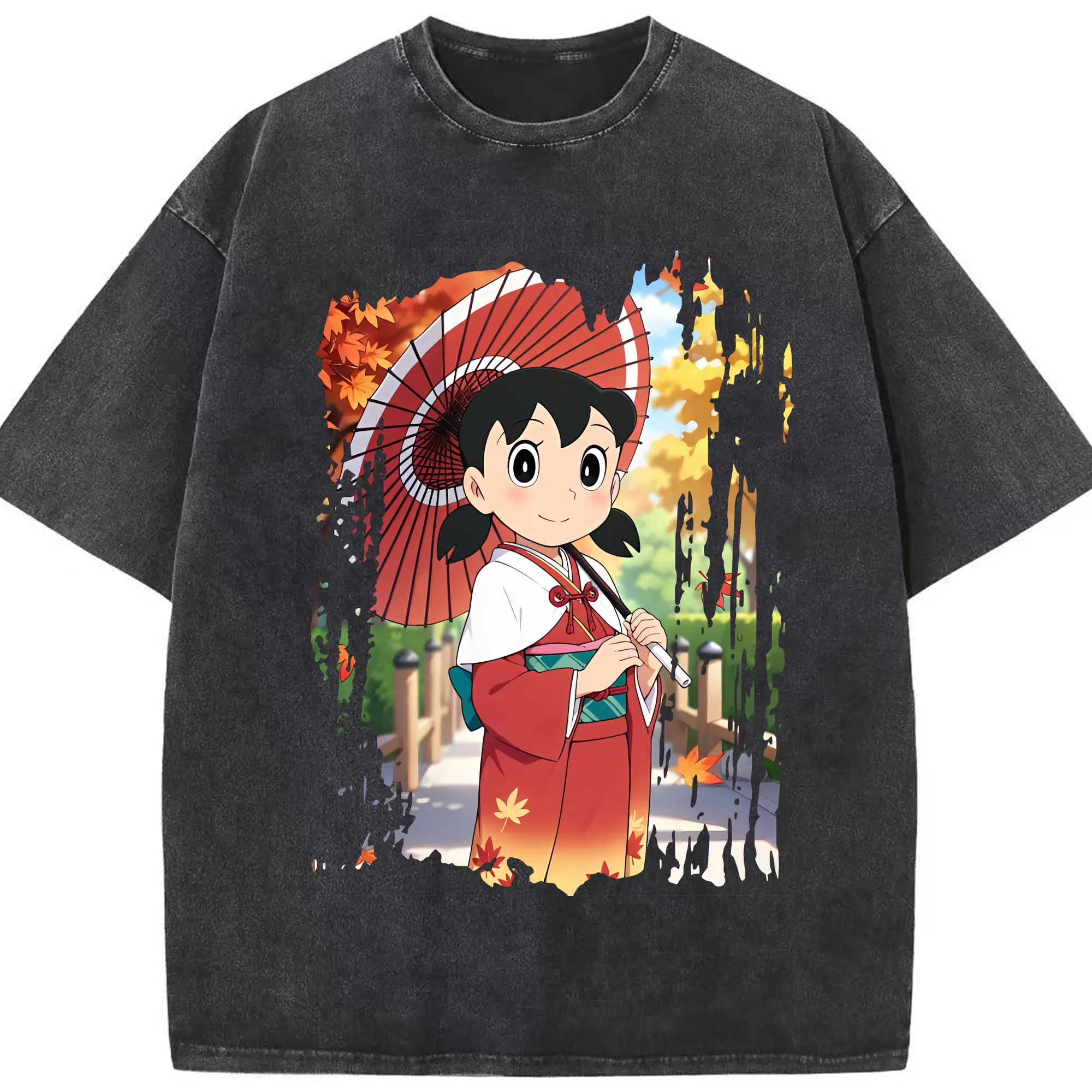 ドラえもん グッズ 源 静香 - 綿100％ ヴィンテージ風 半袖Tシャツ ・ フロントプリント ・ 柔らか肌触り ・ 通気性 快適 ・ スポーツ カジュアル 外出用