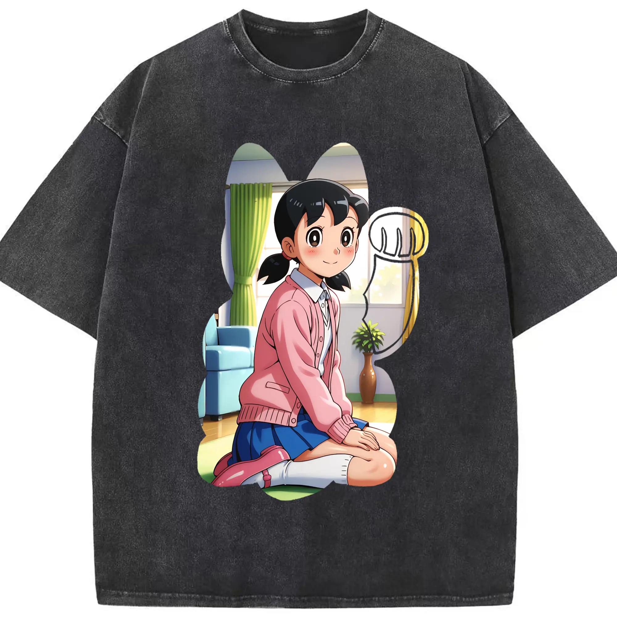 ドラえもん グッズ 源 静香 - 綿100％ ヴィンテージ風 半袖Tシャツ ・ フロントプリント ・ 柔らか肌触り ・ 通気性 快適 ・ スポーツ カジュアル 外出用