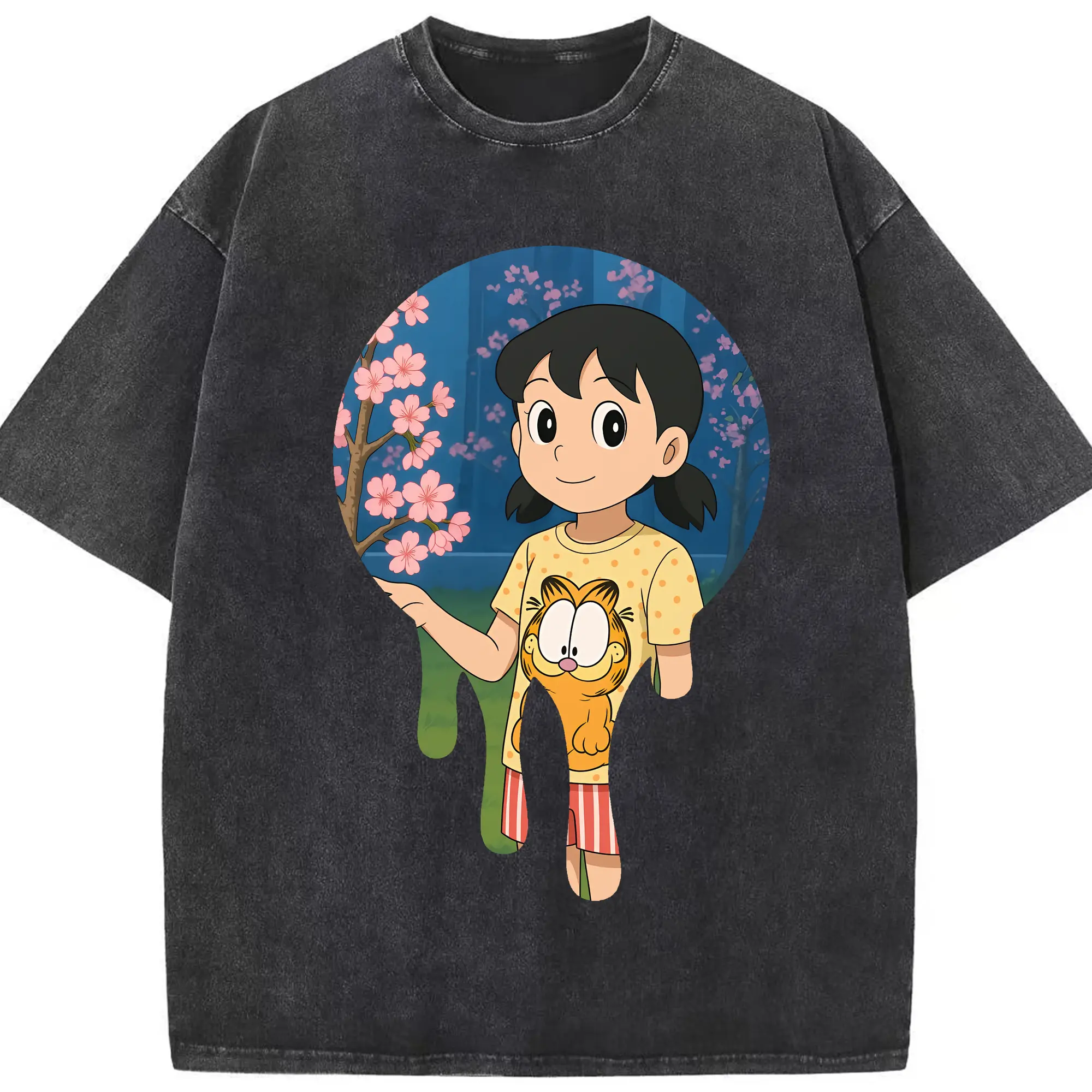 ドラえもん グッズ 源 静香 - 綿100％ ヴィンテージ風 半袖Tシャツ ・ フロントプリント ・ 柔らか肌触り ・ 通気性 快適 ・ スポーツ カジュアル 外出用