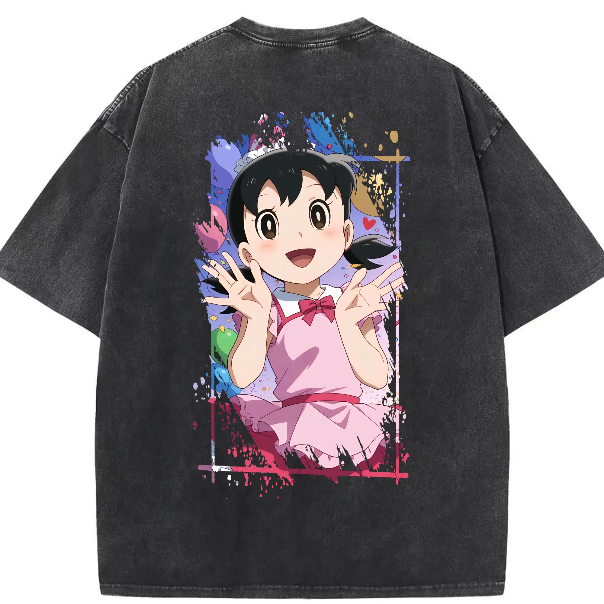 ドラえもん グッズ 源 静香 - 綿100％ ヴィンテージ風 半袖Tシャツ ・ 背面プリント ・ 柔らか肌触り ・ 通気性 快適 ・ スポーツ カジュアル 外出用