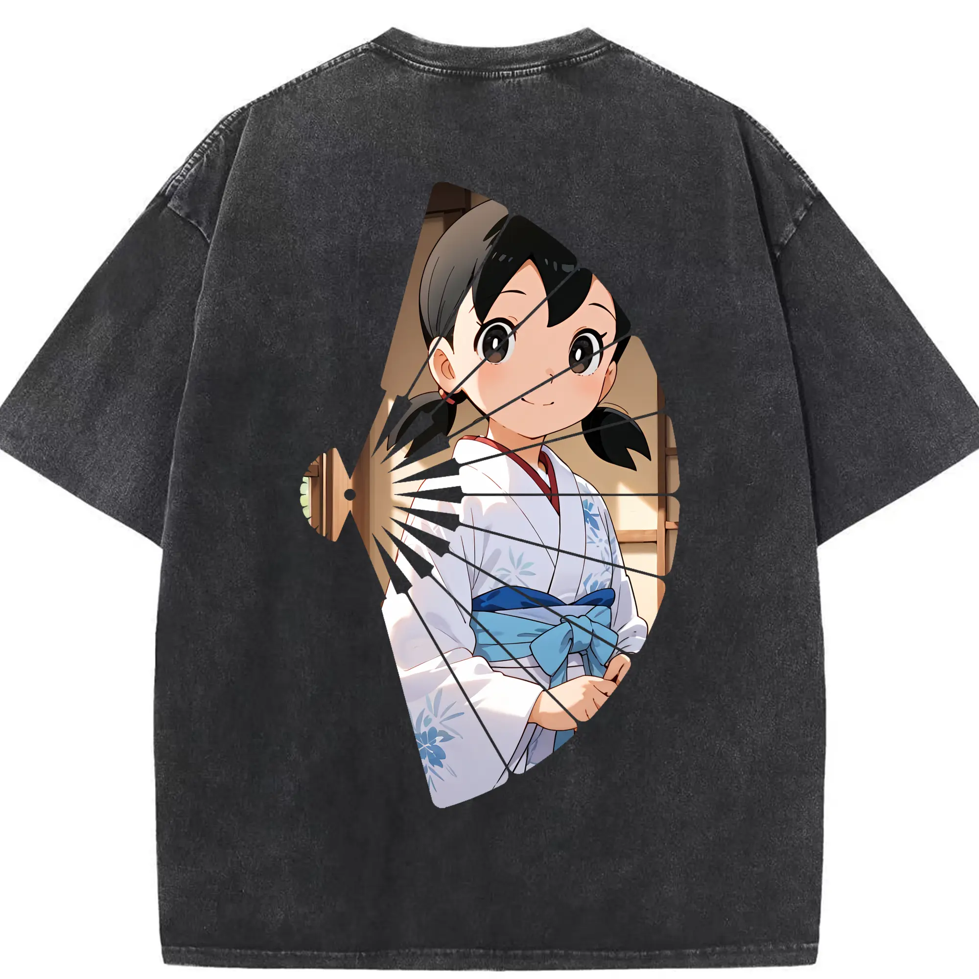 ドラえもん グッズ 源 静香 - 綿100％ ヴィンテージ風 半袖Tシャツ ・ 背面プリント ・ 柔らか肌触り ・ 通気性 快適 ・ スポーツ カジュアル 外出用