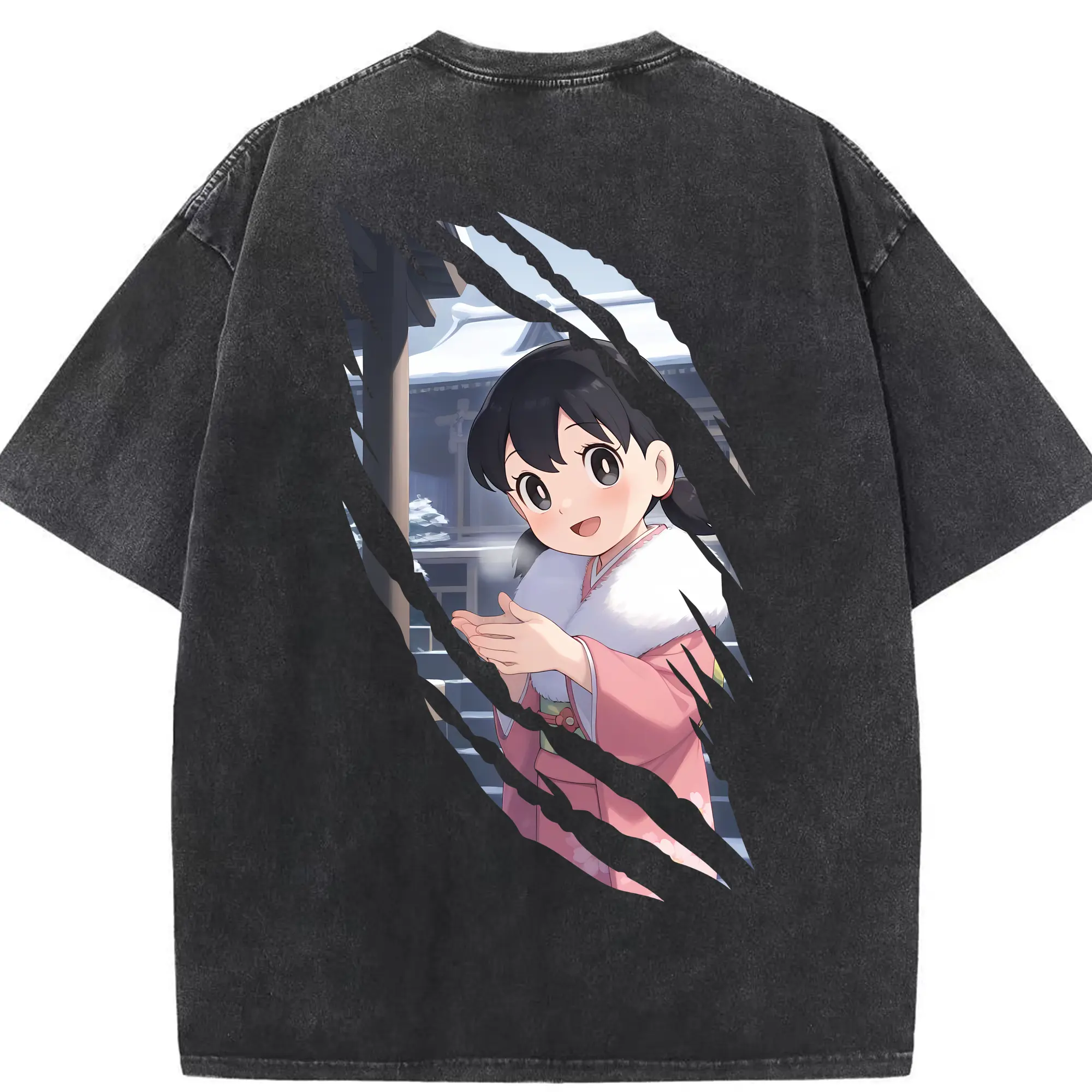 ドラえもん グッズ 源 静香 - 綿100％ ヴィンテージ風 半袖Tシャツ ・ 背面プリント ・ 柔らか肌触り ・ 通気性 快適 ・ スポーツ カジュアル 外出用