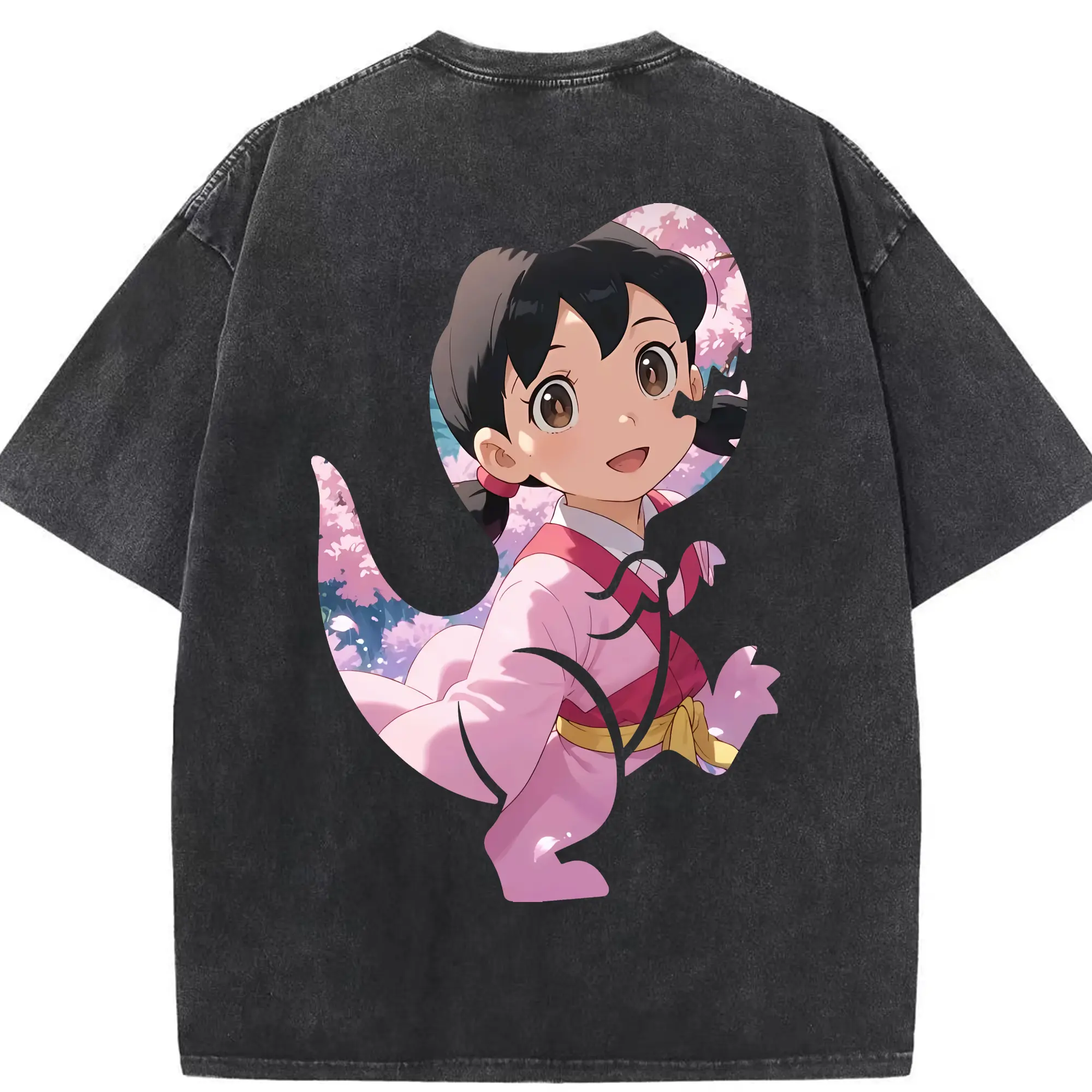 ドラえもん グッズ 源 静香 - 綿100％ ヴィンテージ風 半袖Tシャツ ・ 背面プリント ・ 柔らか肌触り ・ 通気性 快適 ・ スポーツ カジュアル 外出用