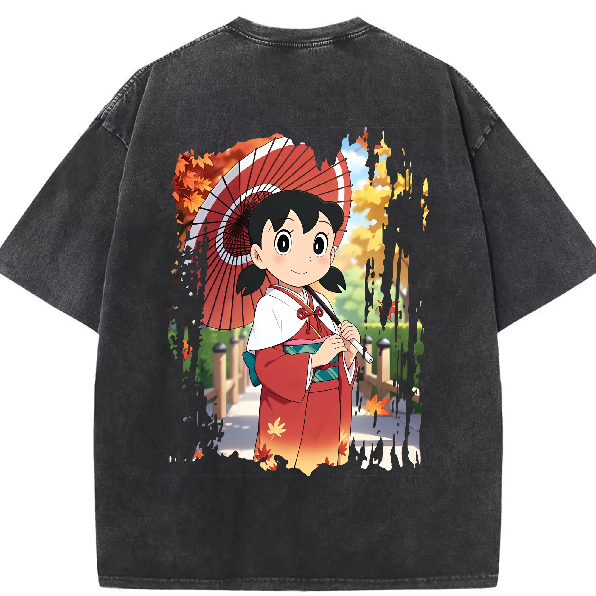 ドラえもん グッズ 源 静香 - 綿100％ ヴィンテージ風 半袖Tシャツ ・ 背面プリント ・ 柔らか肌触り ・ 通気性 快適 ・ スポーツ カジュアル 外出用