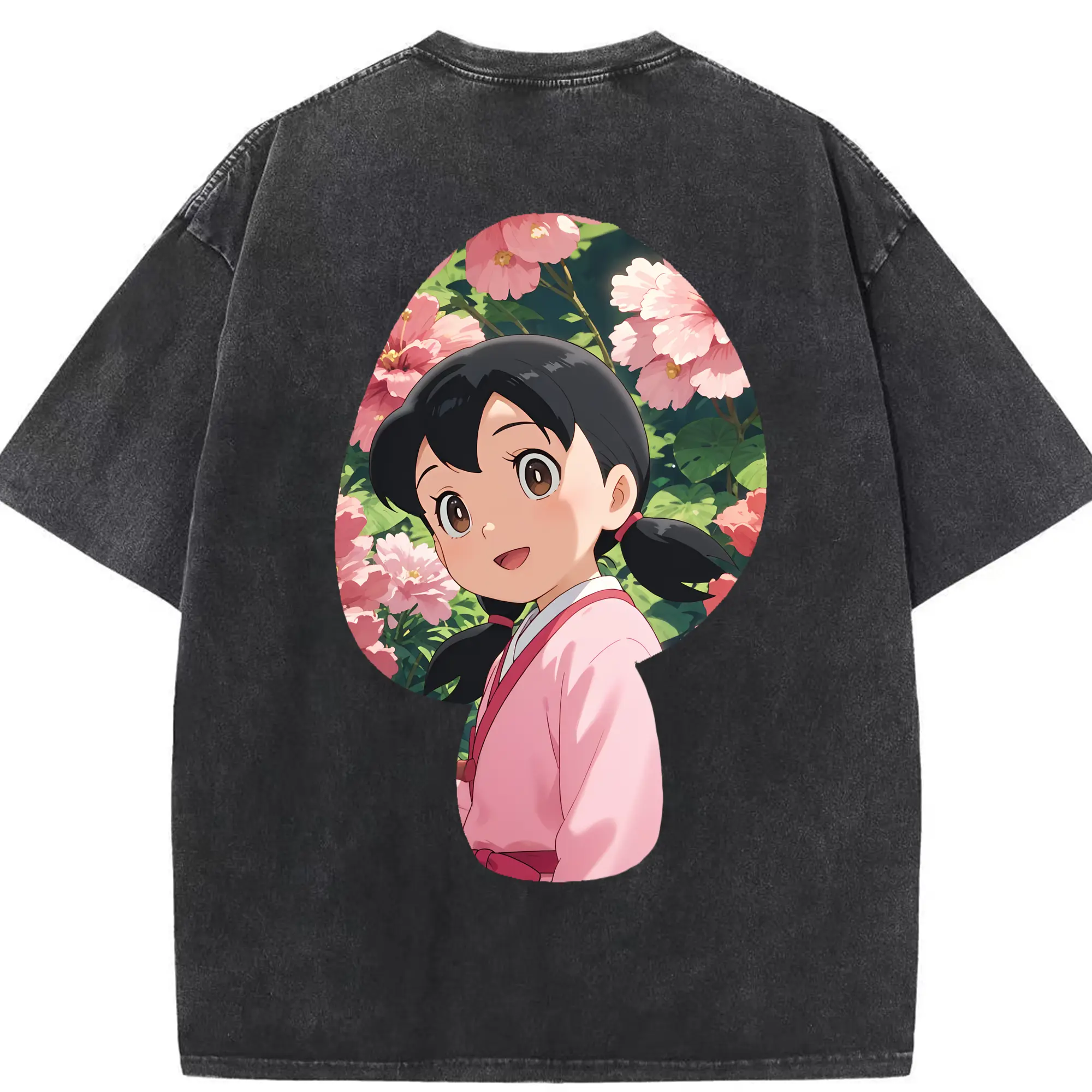 ドラえもん グッズ 源 静香 - 綿100％ ヴィンテージ風 半袖Tシャツ ・ 背面プリント ・ 柔らか肌触り ・ 通気性 快適 ・ スポーツ カジュアル 外出用