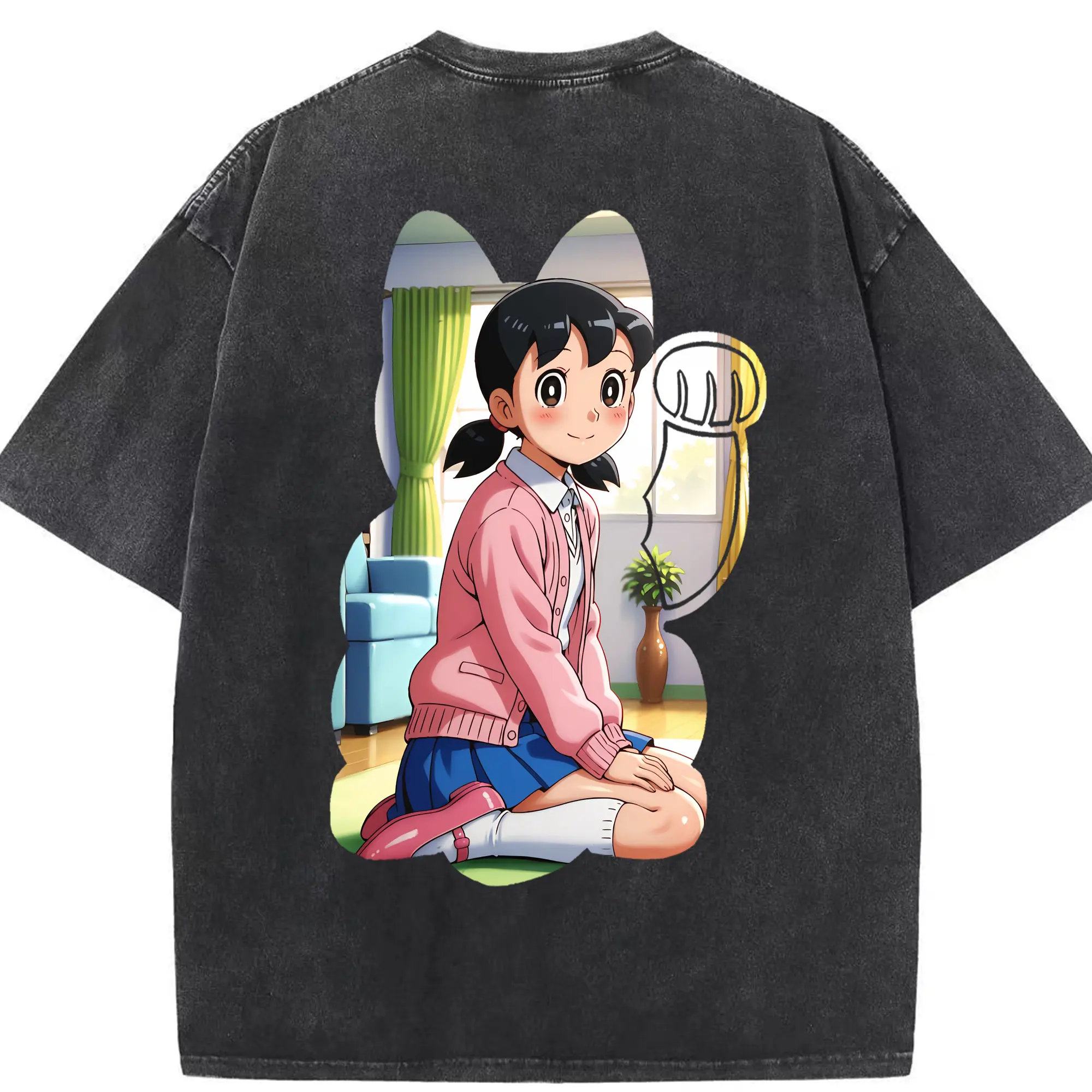 ドラえもん グッズ 源 静香 - 綿100％ ヴィンテージ風 半袖Tシャツ ・ 背面プリント ・ 柔らか肌触り ・ 通気性 快適 ・ スポーツ カジュアル 外出用