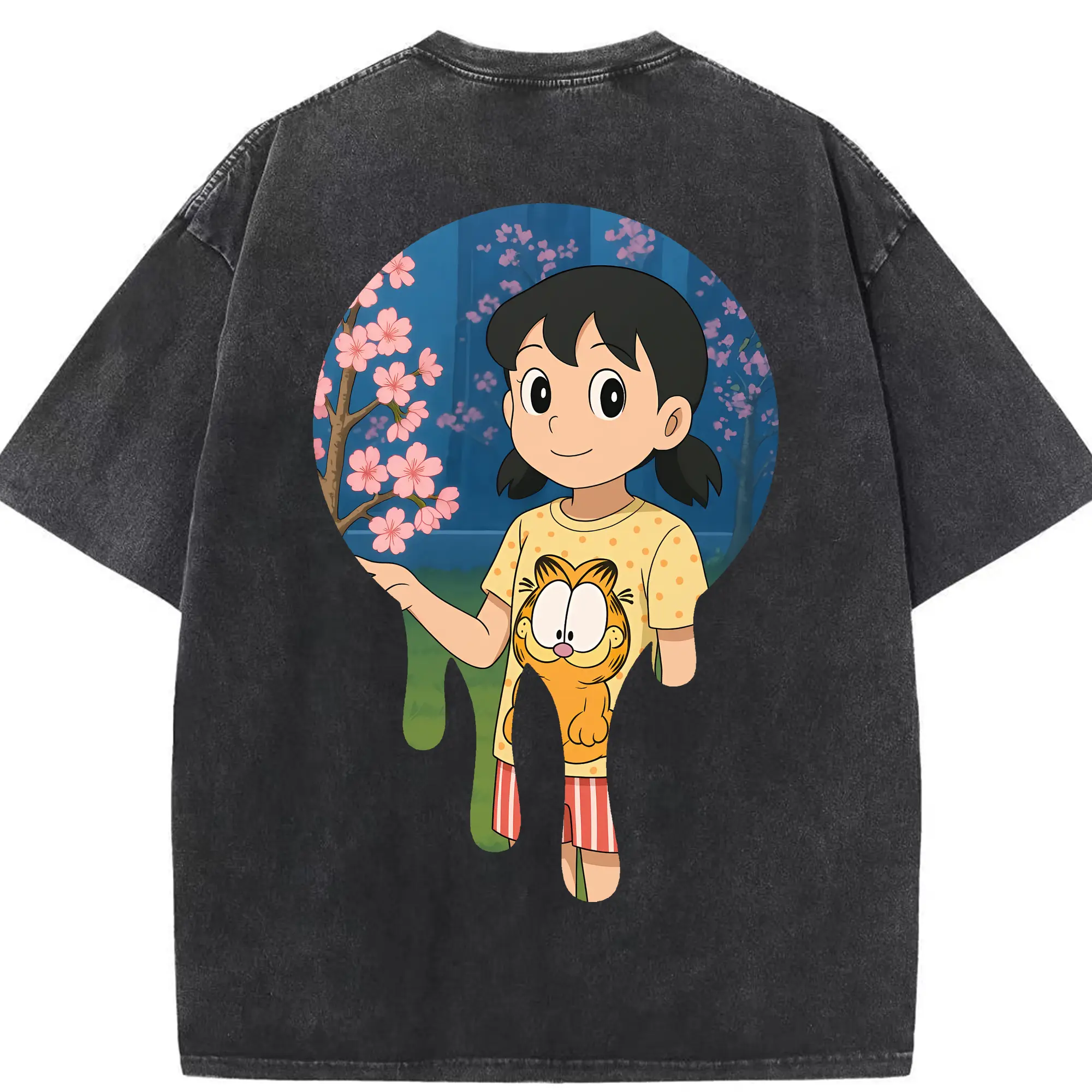 ドラえもん グッズ 源 静香 - 綿100％ ヴィンテージ風 半袖Tシャツ ・ 背面プリント ・ 柔らか肌触り ・ 通気性 快適 ・ スポーツ カジュアル 外出用